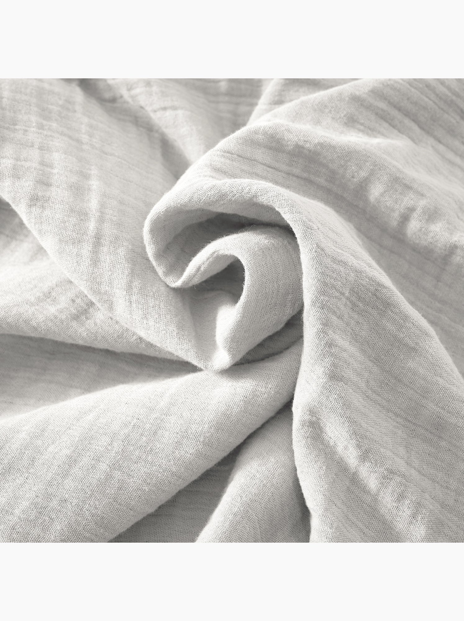 Bout de lit – double gaze de coton unie - finition pompon - gaïa - Gris
