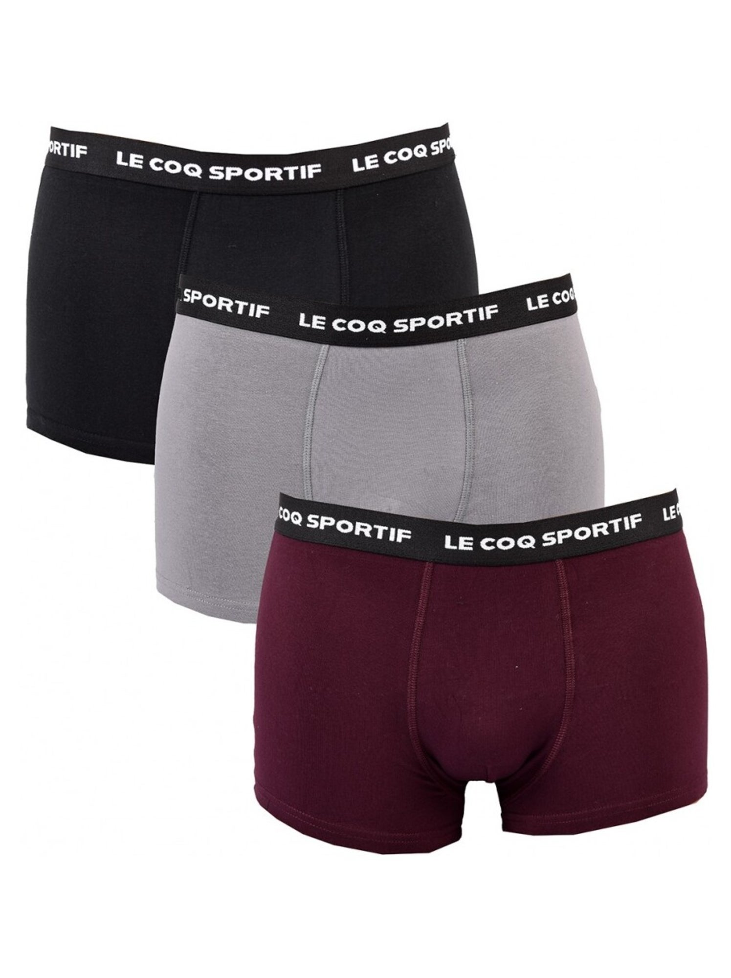 Boxer Homme LE COQ SPORTIF - Pack de 3 - Noir Bordeaux Gris