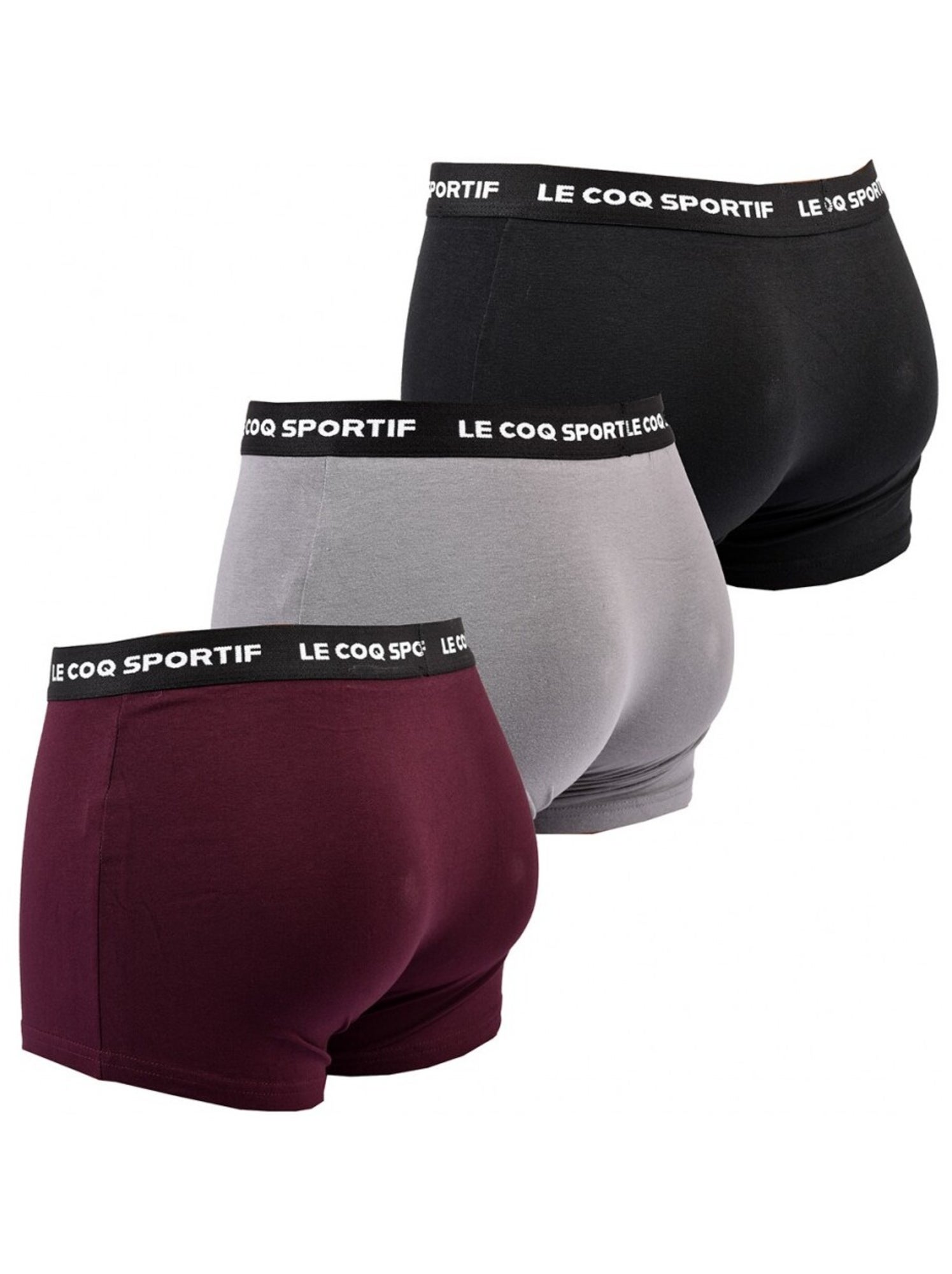 Boxer Homme LE COQ SPORTIF - Pack de 3 - Noir Bordeaux Gris