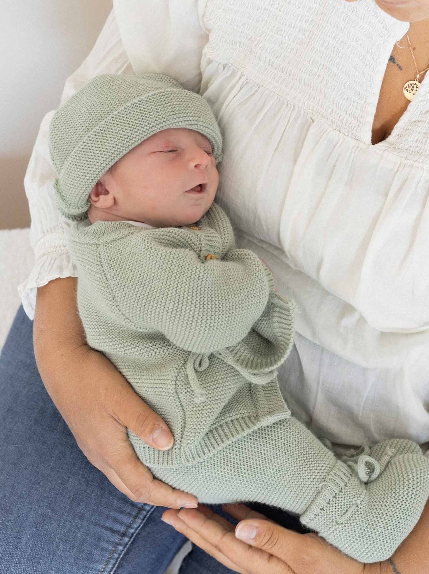 Brassière bébé en maille - Vert olive
