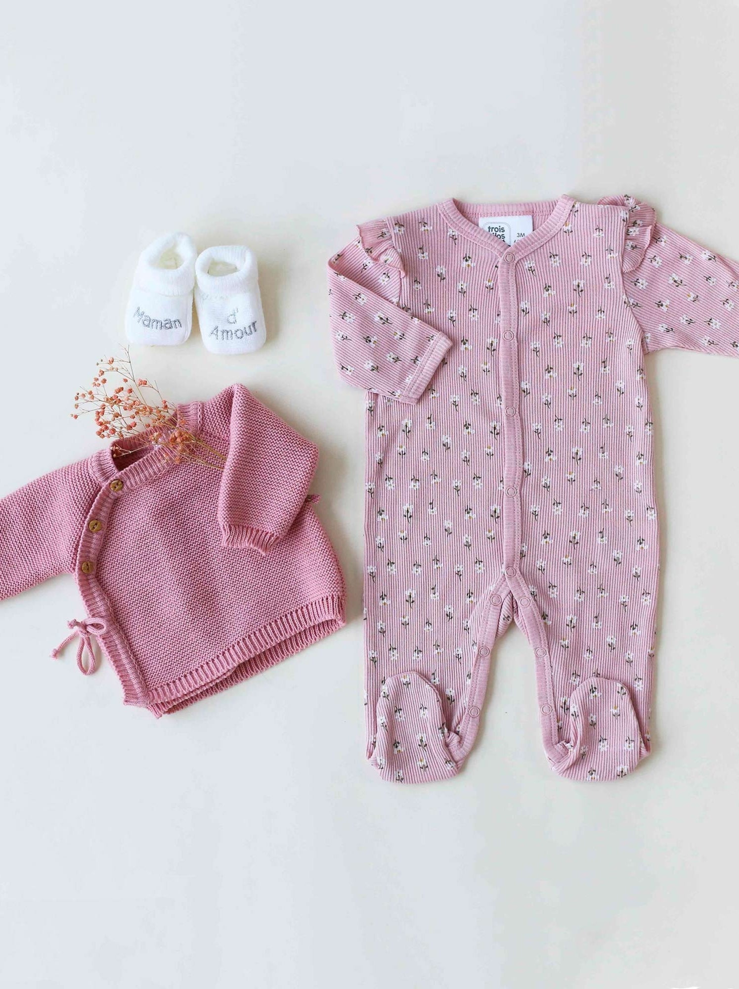 Brassière bébé en maille - Vieux rose