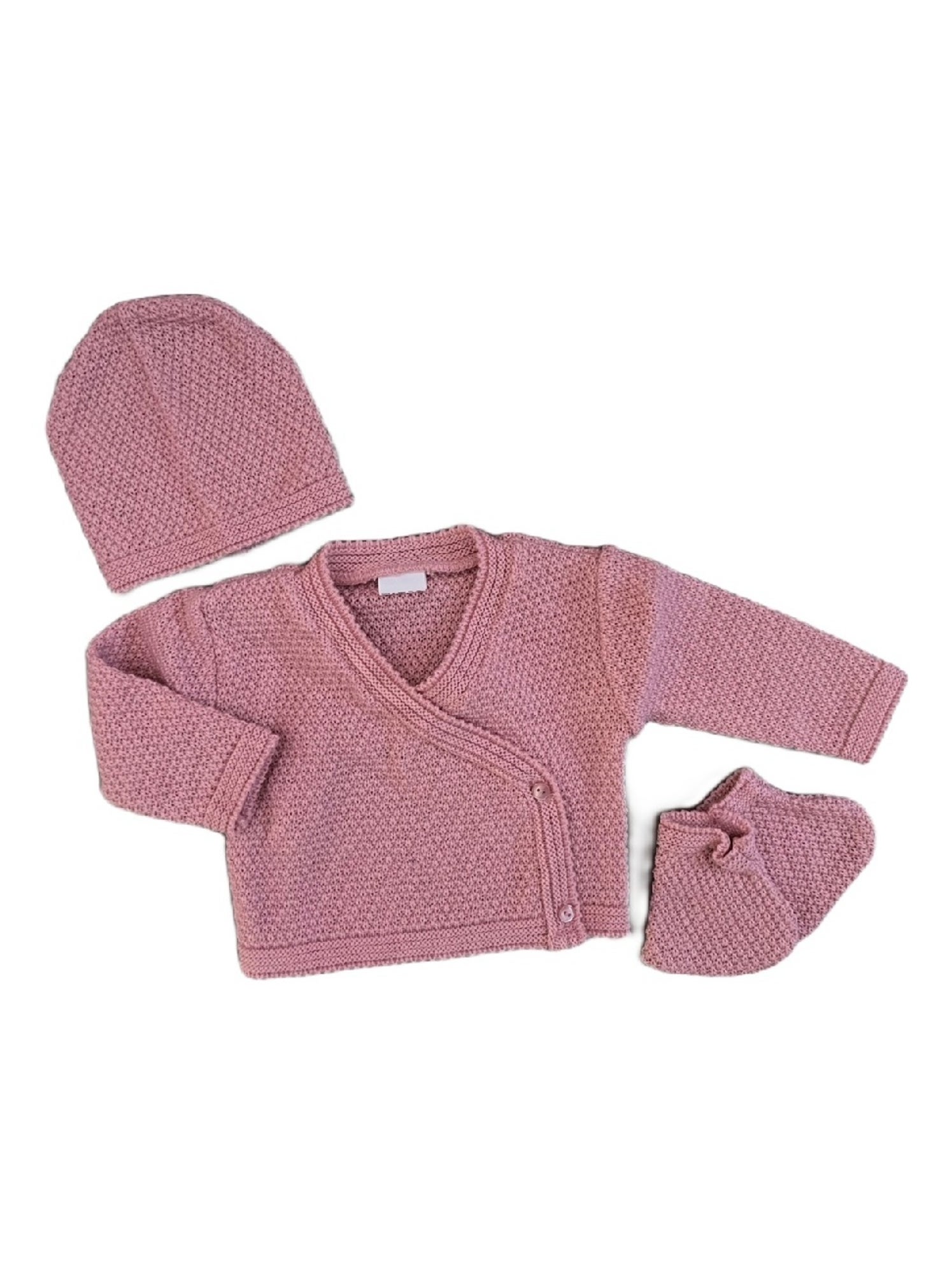 Brassière + Bonnet + Chaussons LES CHATOUNETS - Vieux rose