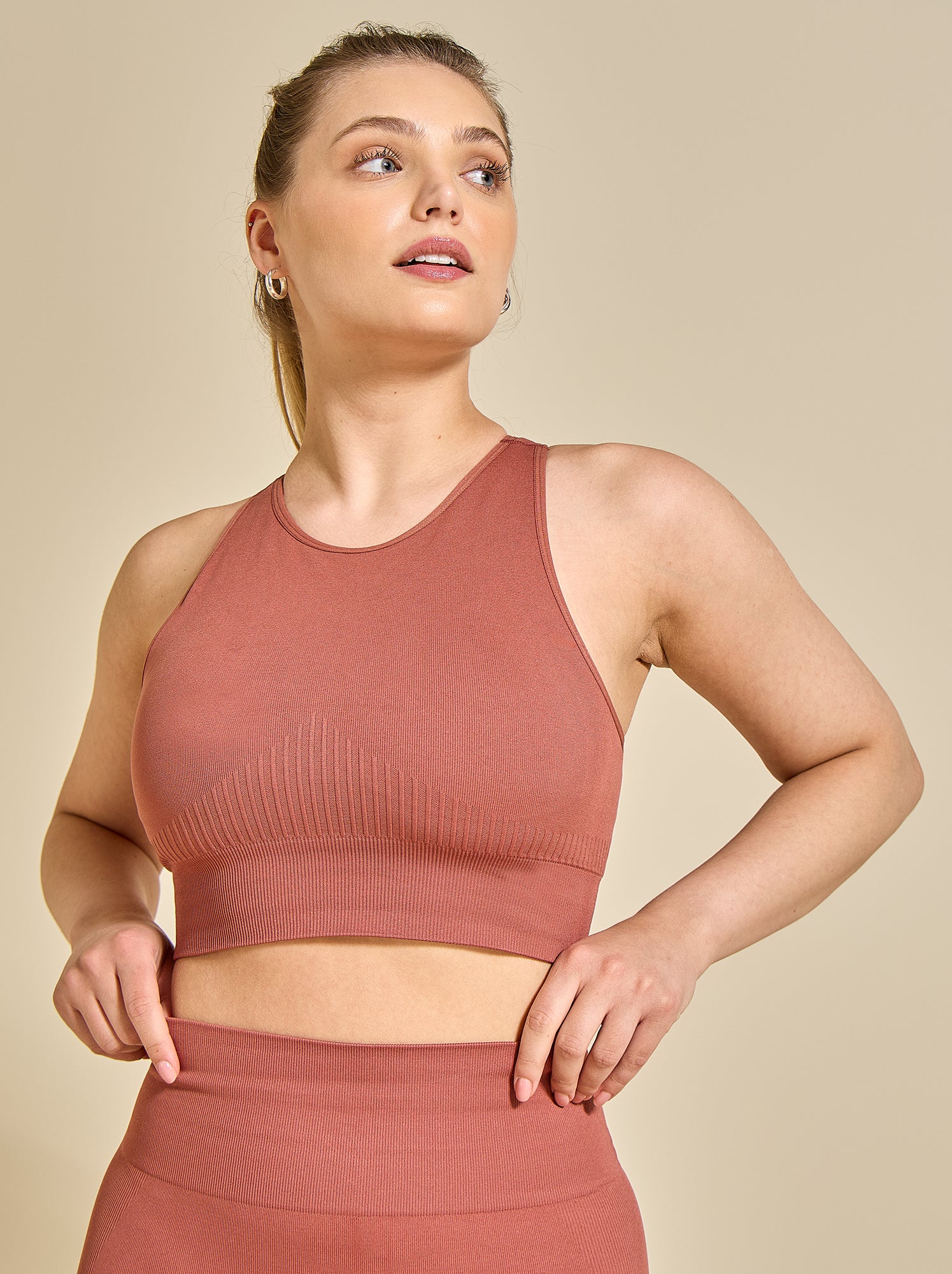 Brassière de sport sans coutures - (ekstract) - Marron (FZF30_2)