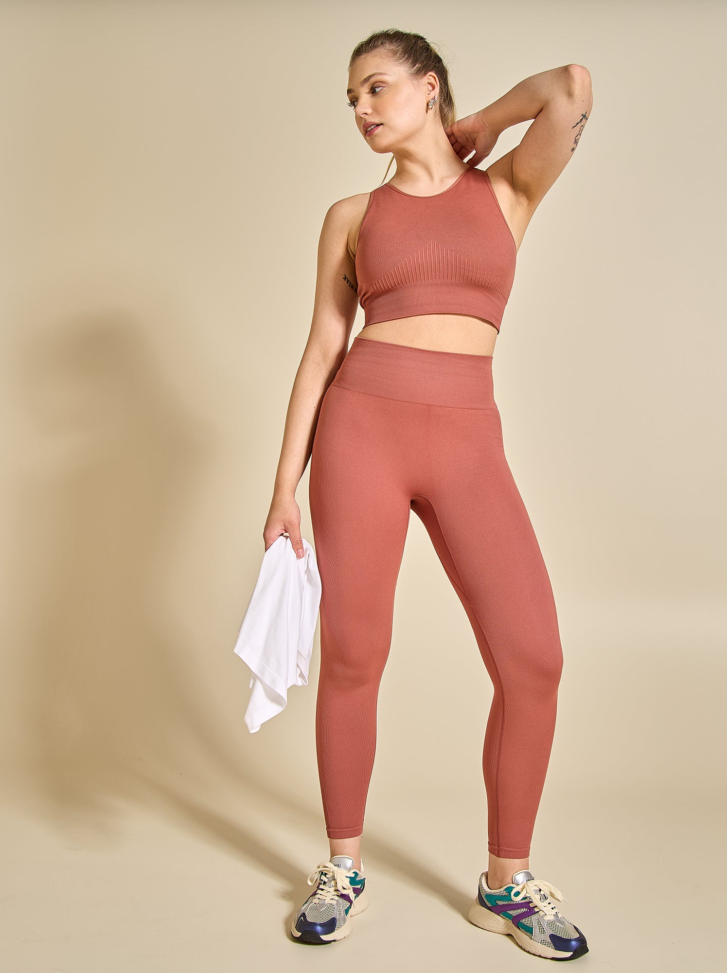Brassière de sport sans coutures - (ekstract) - Marron (FZF30_2)