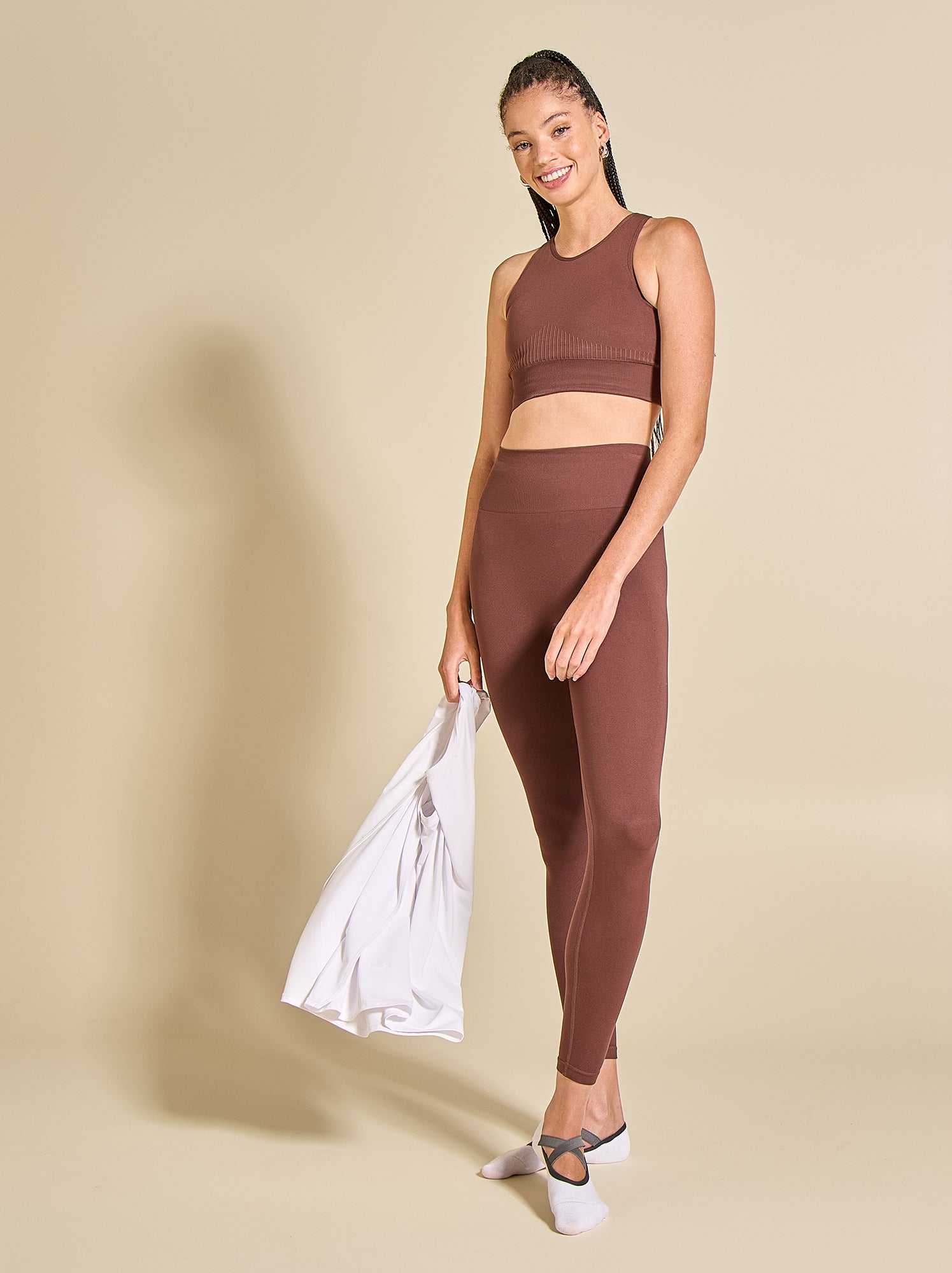 Brassière de sport sans coutures - (ekstract) - Marron (FZF30_4)