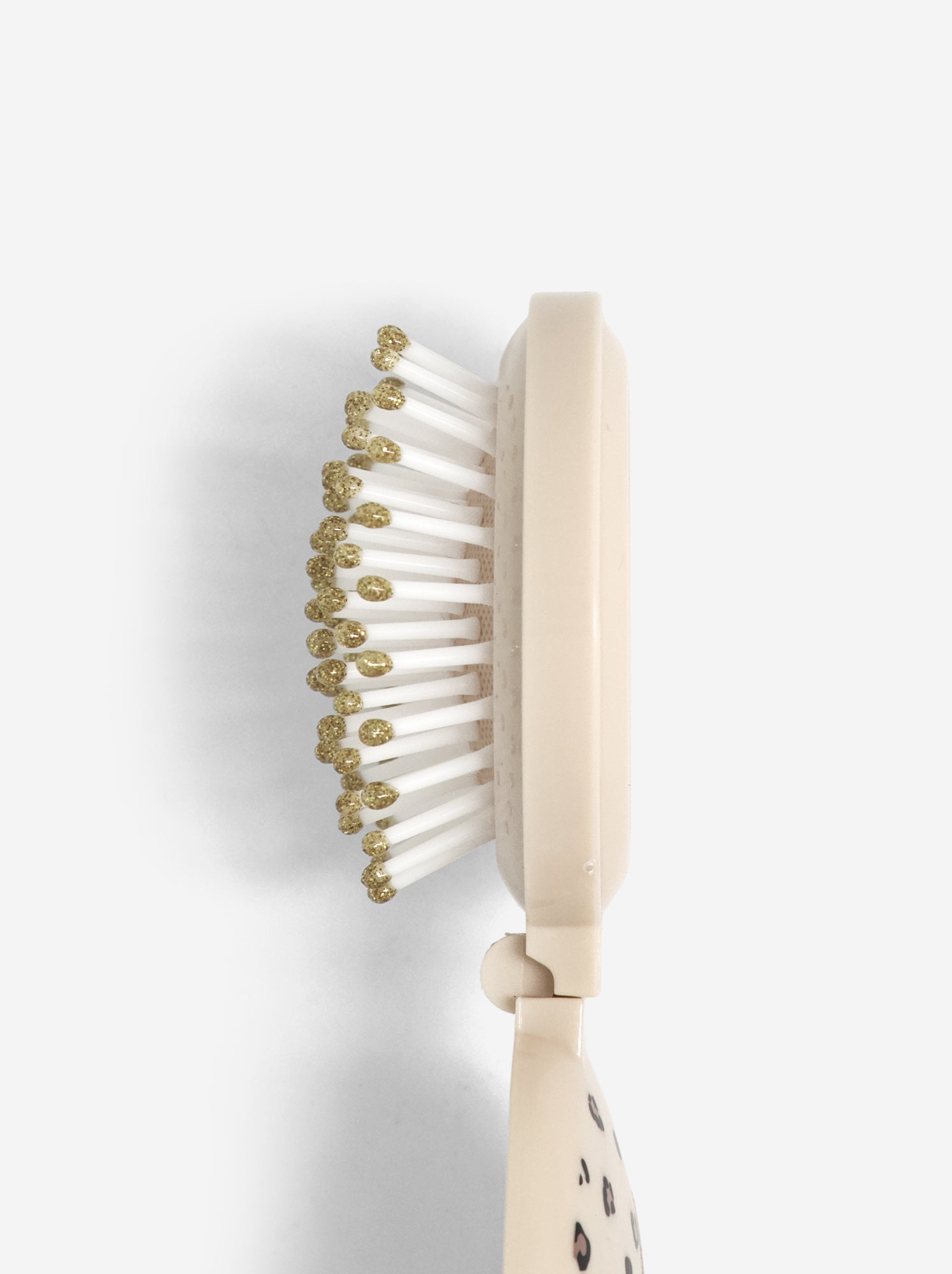 Brosse à cheveux pliable avec miroir - Beige