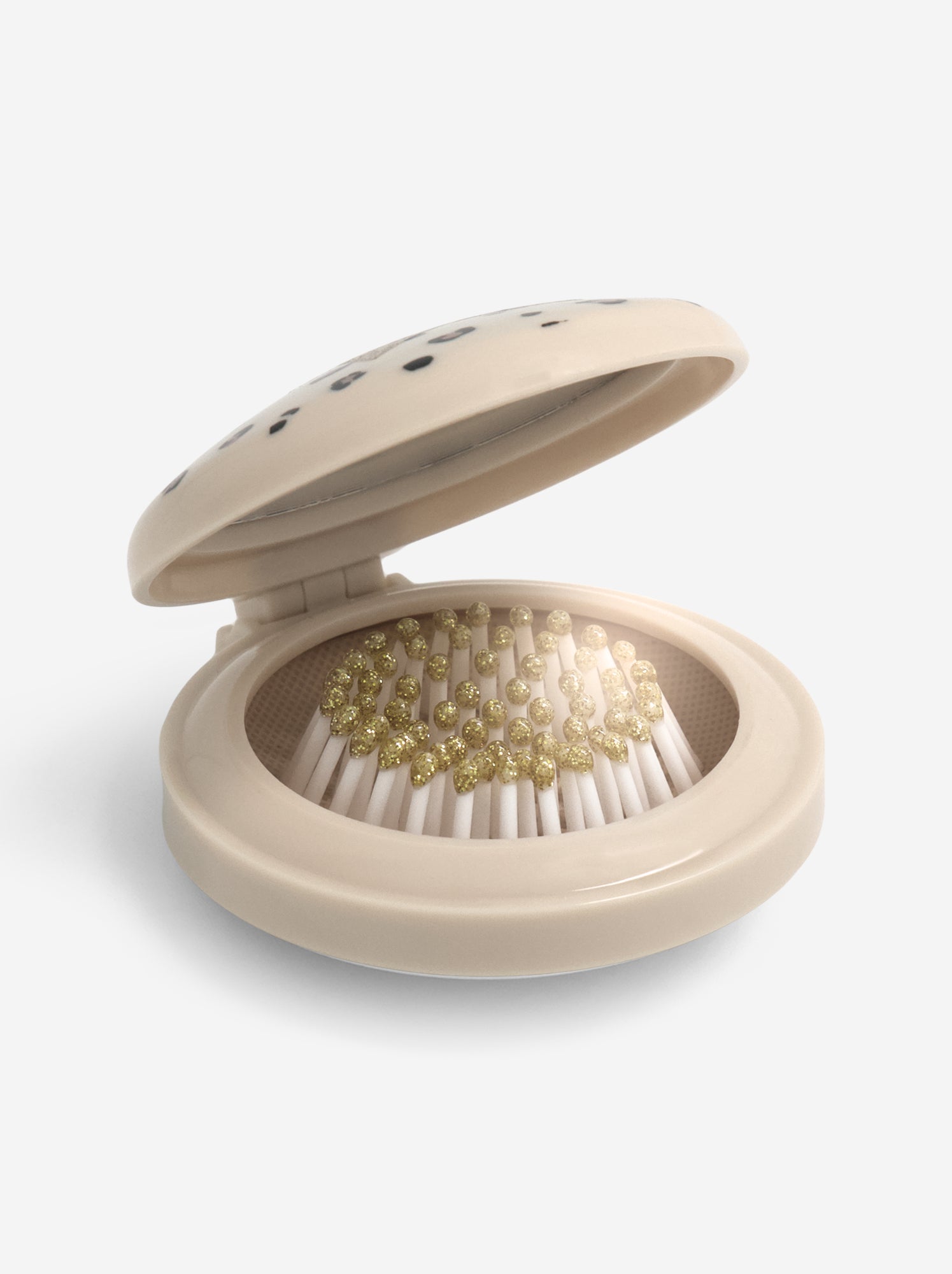 Brosse à cheveux pliable avec miroir - Beige