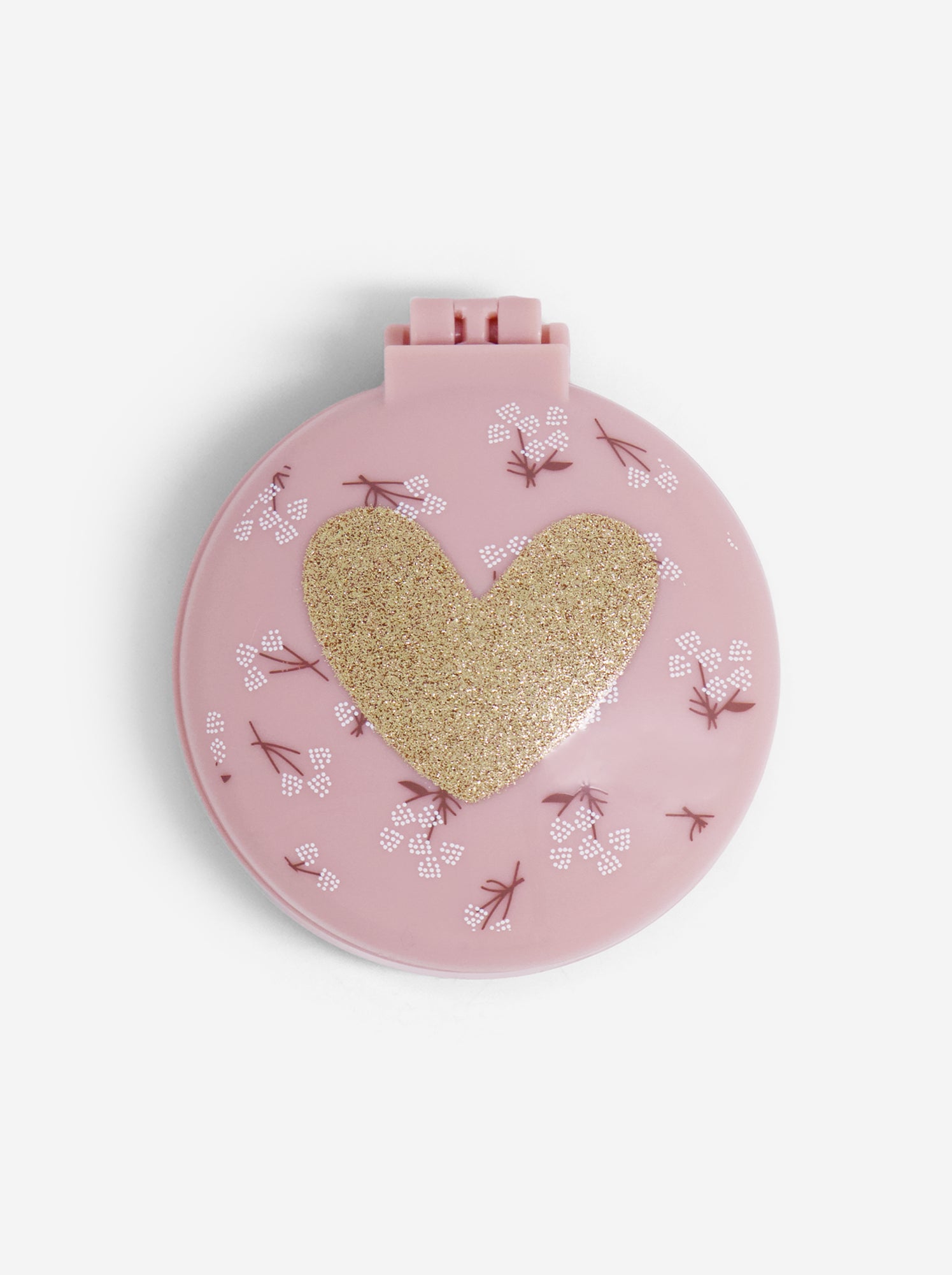 Brosse à cheveux pliable avec miroir - Rose