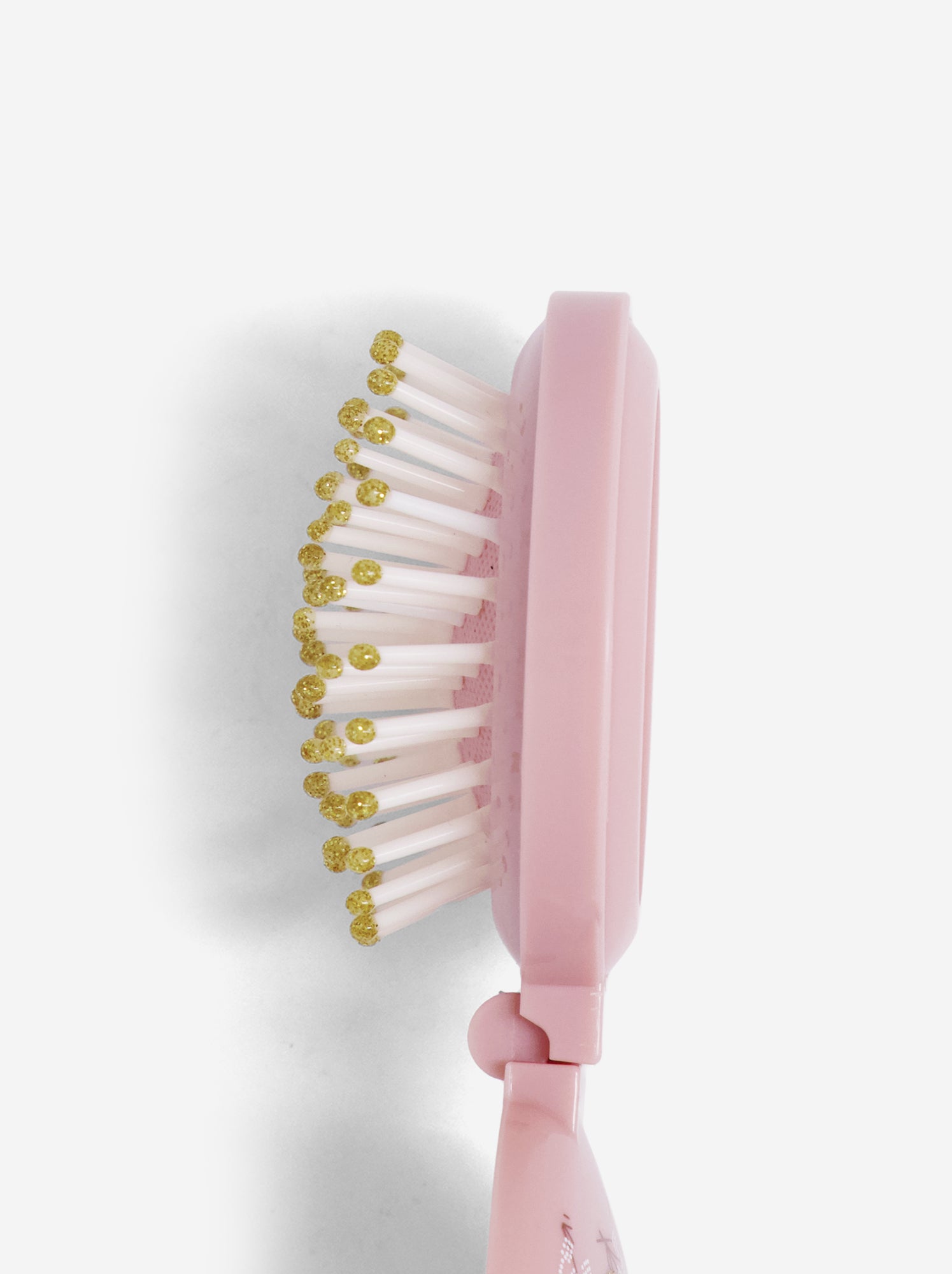 Brosse à cheveux pliable avec miroir - Rose
