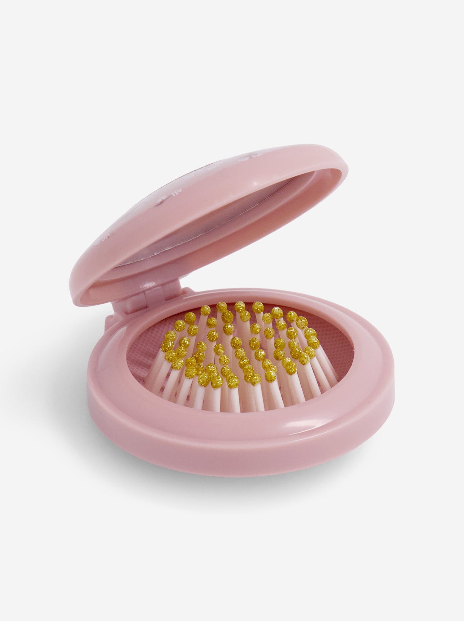 Brosse à cheveux pliable avec miroir - Rose