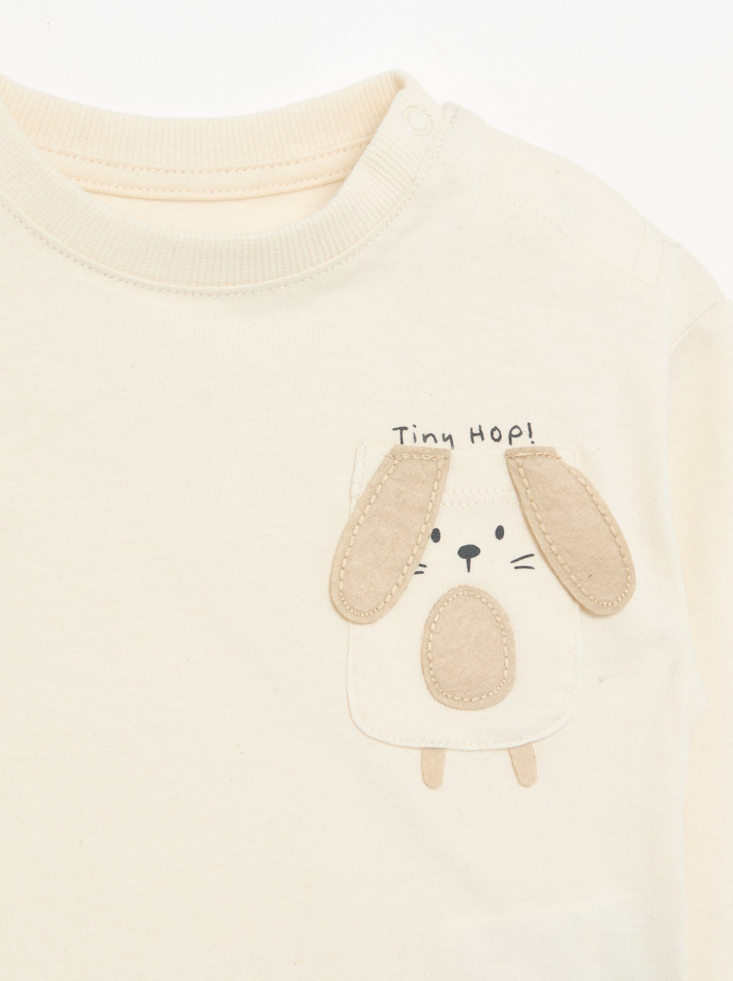 T-shirt à manches longues avec poche animée - Blanc