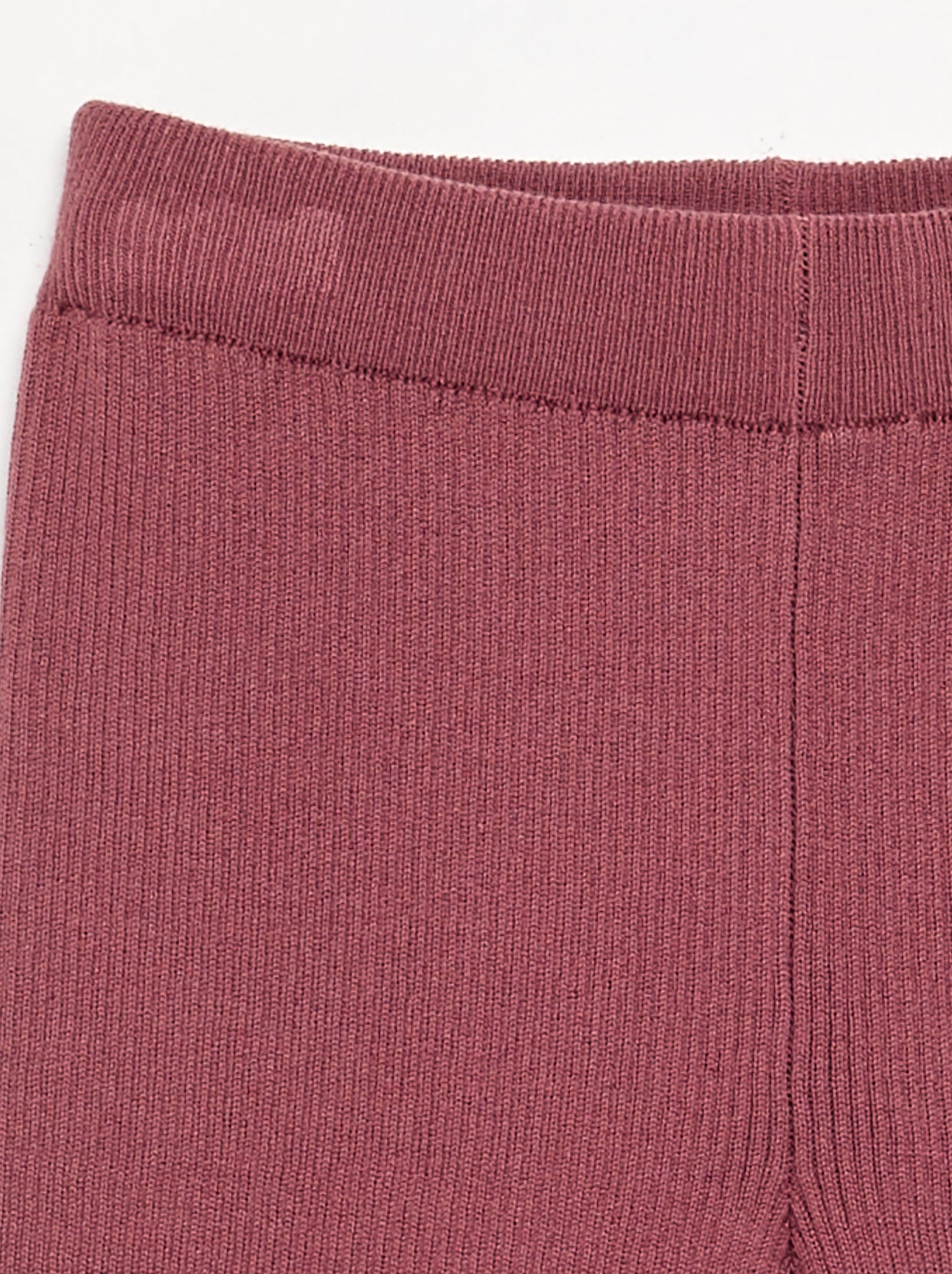 Pantalon droit en tricot uni - Rose