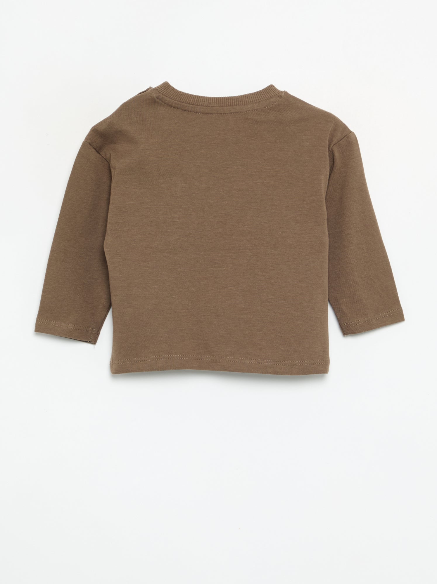 T-shirt à manches longues avec poche animée - Marron (GIZ31_3)
