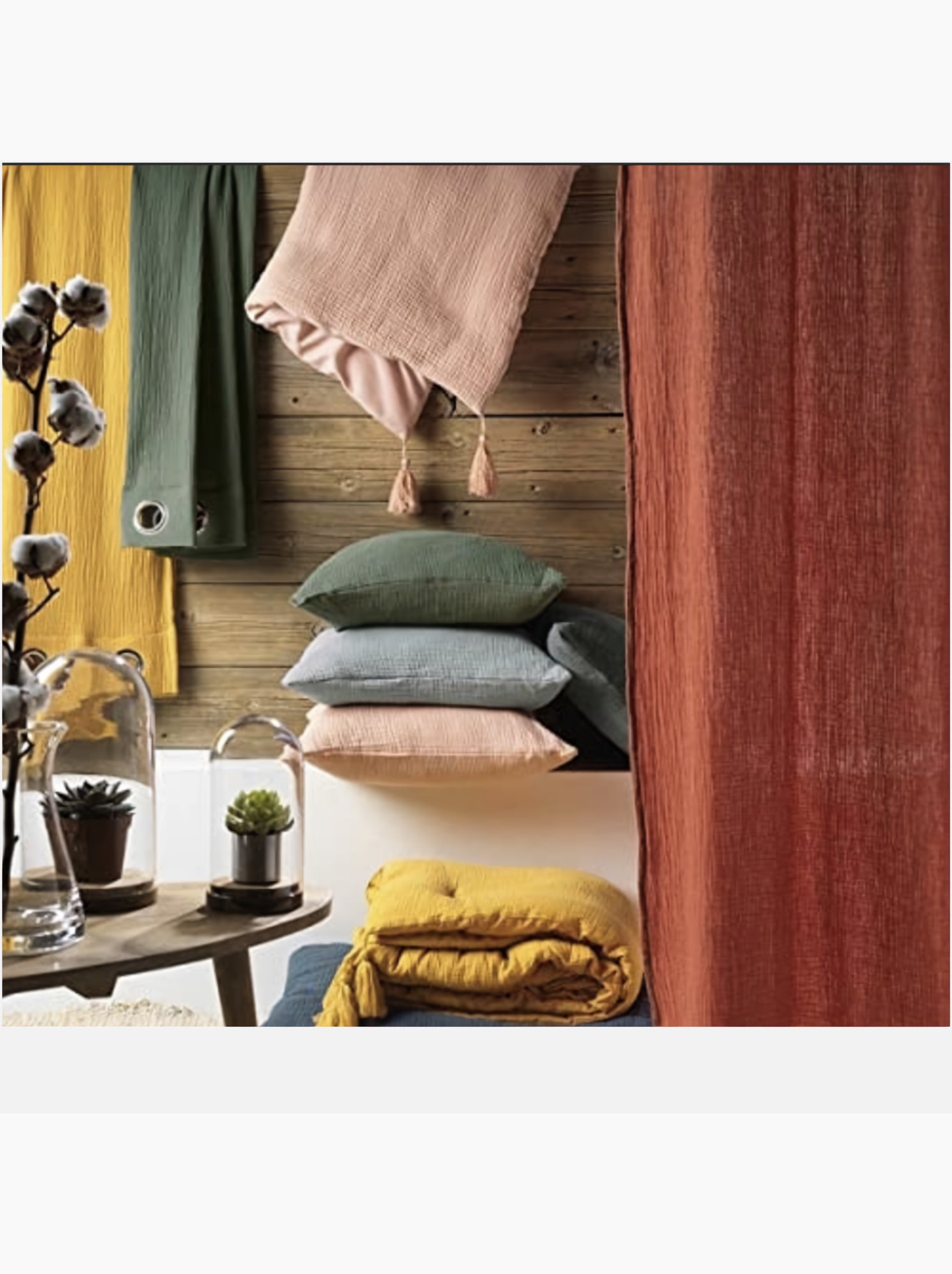 Parure de lit en Gaze de Coton - Promo linge - Kaki