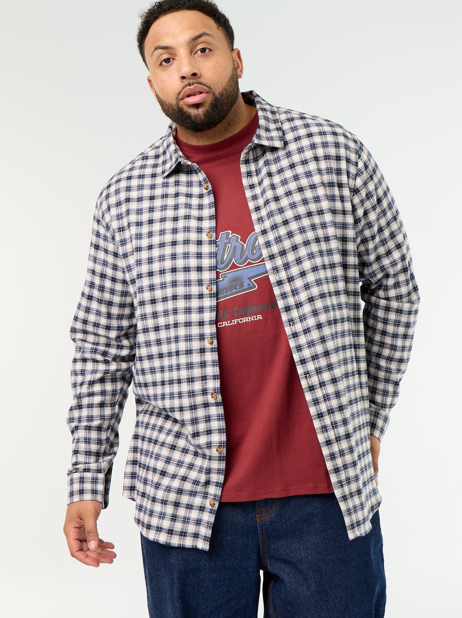 Chemise en flanelle à motif - Bleu (GAX04_2)