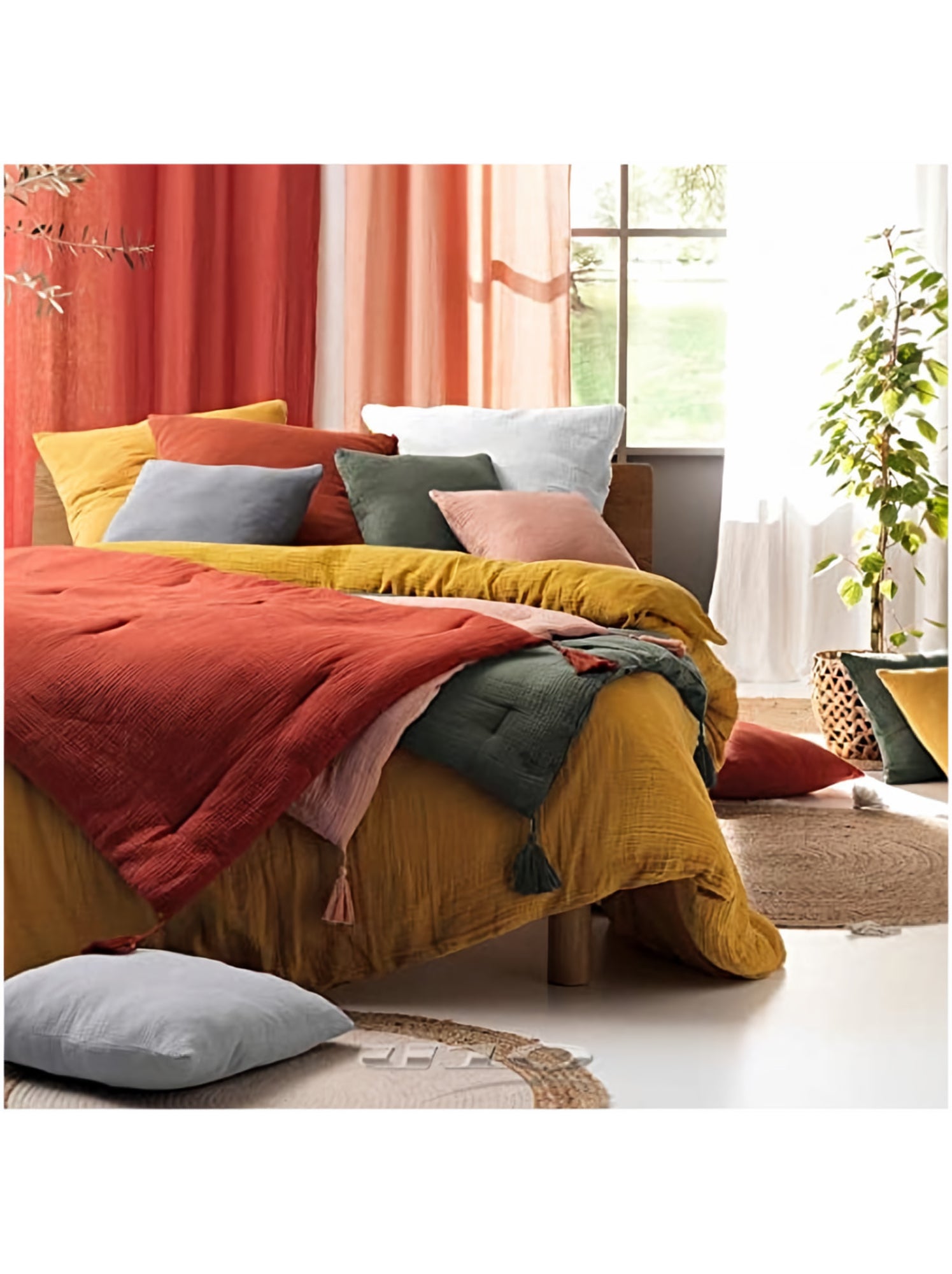 Parure de lit en Gaze de Coton - Promo linge - Rose