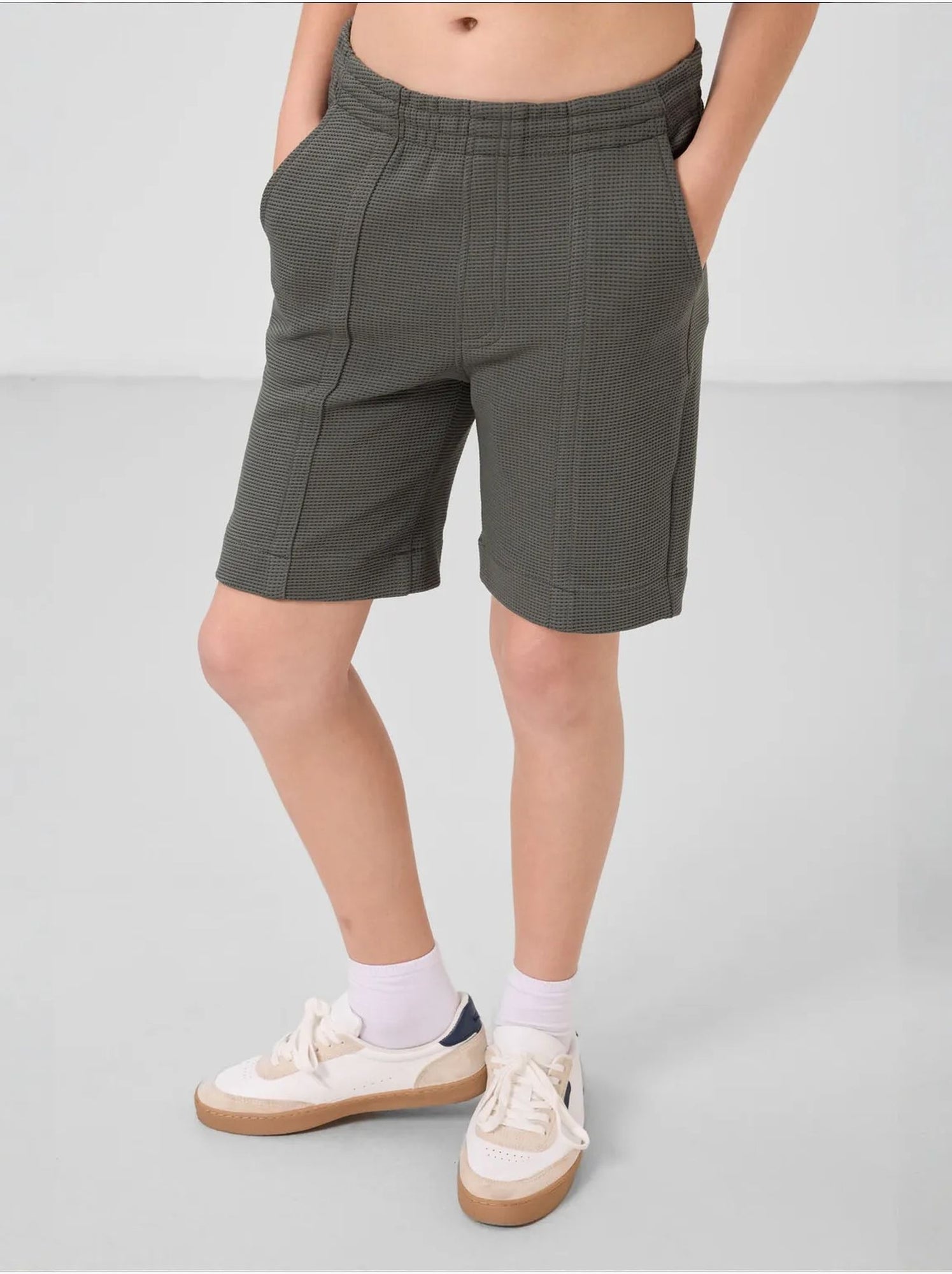 Short de jeunesse en coton mélangé tommy - Kaki