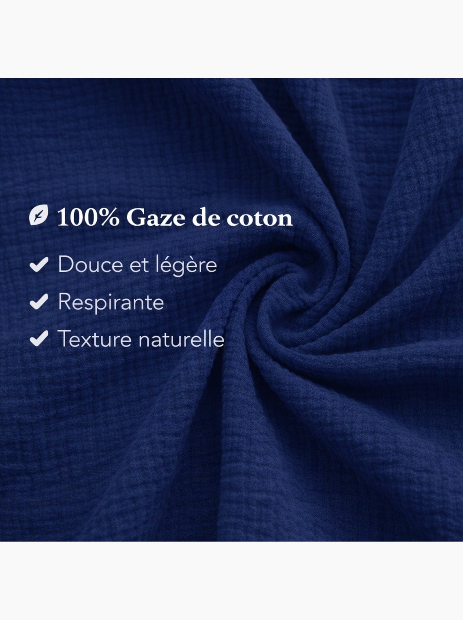 Parure de lit en Gaze de Coton - Promo linge - Bleu