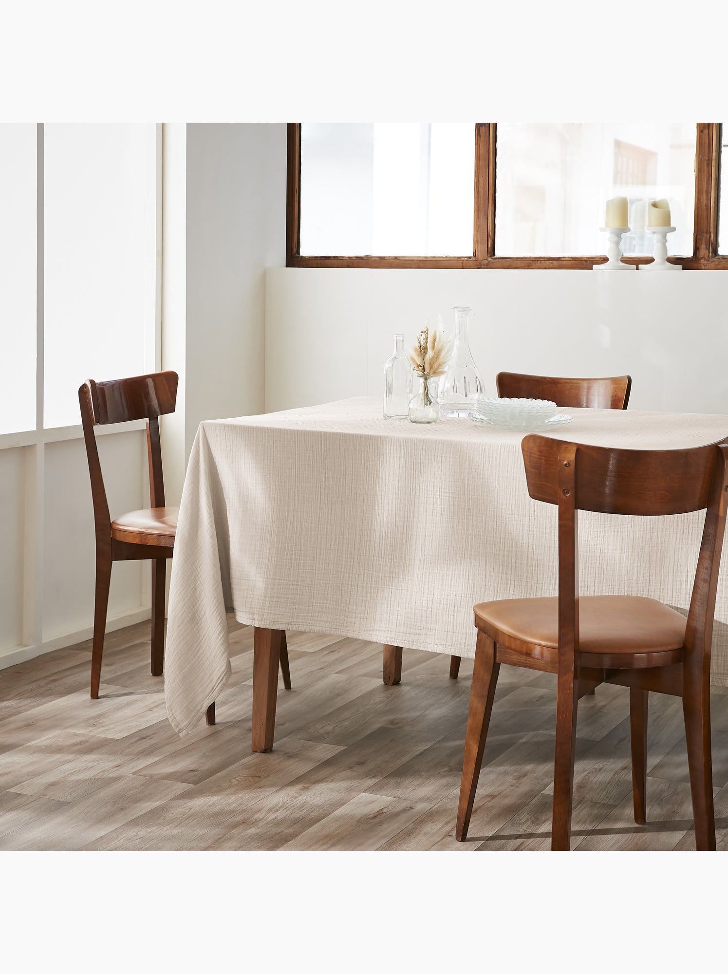 Nappe rectangulaire – double gaze de coton – gaïa - Beige clair