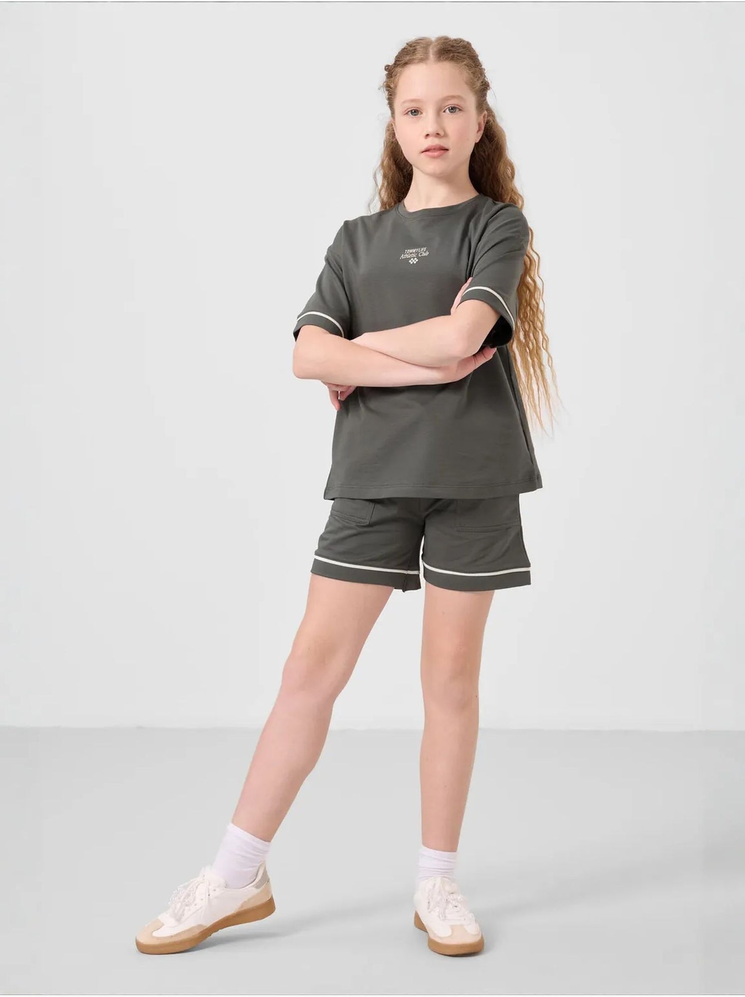 Ensemble de pyjama jeunesse en coton mélangé tommy - Gris Noir