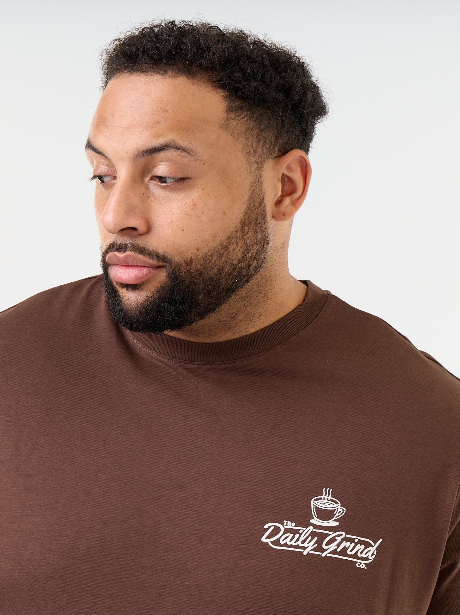 T-shirt en jersey imprimé à manches courtes - Marron