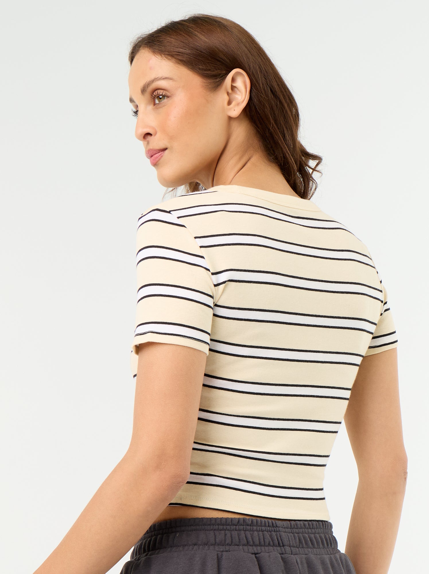 T-shirt imprimé à manches courtes à motif - Jaune