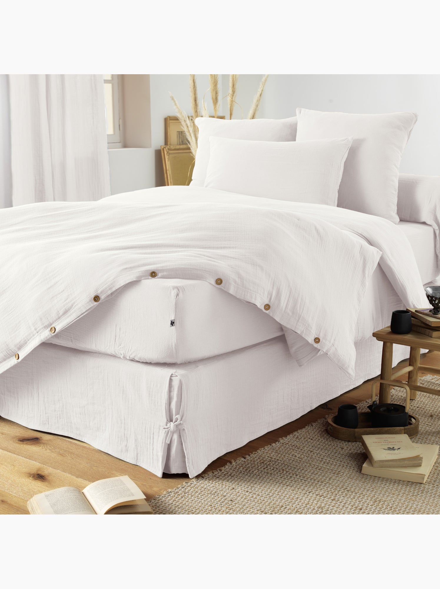 Cache-sommier – double gaze de coton 125 g/m² – gaïa - Blanc