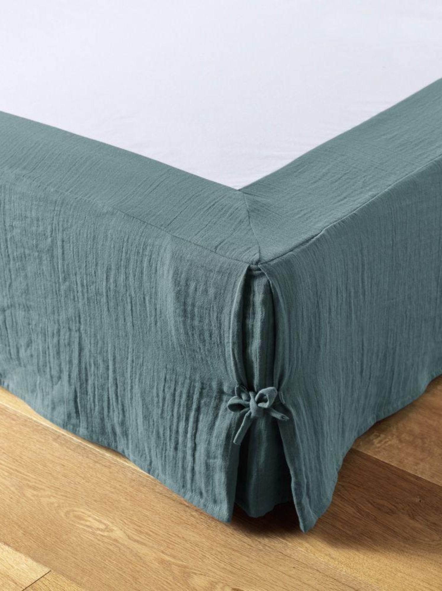Cache sommier en double Gaze de coton - Bleu canard