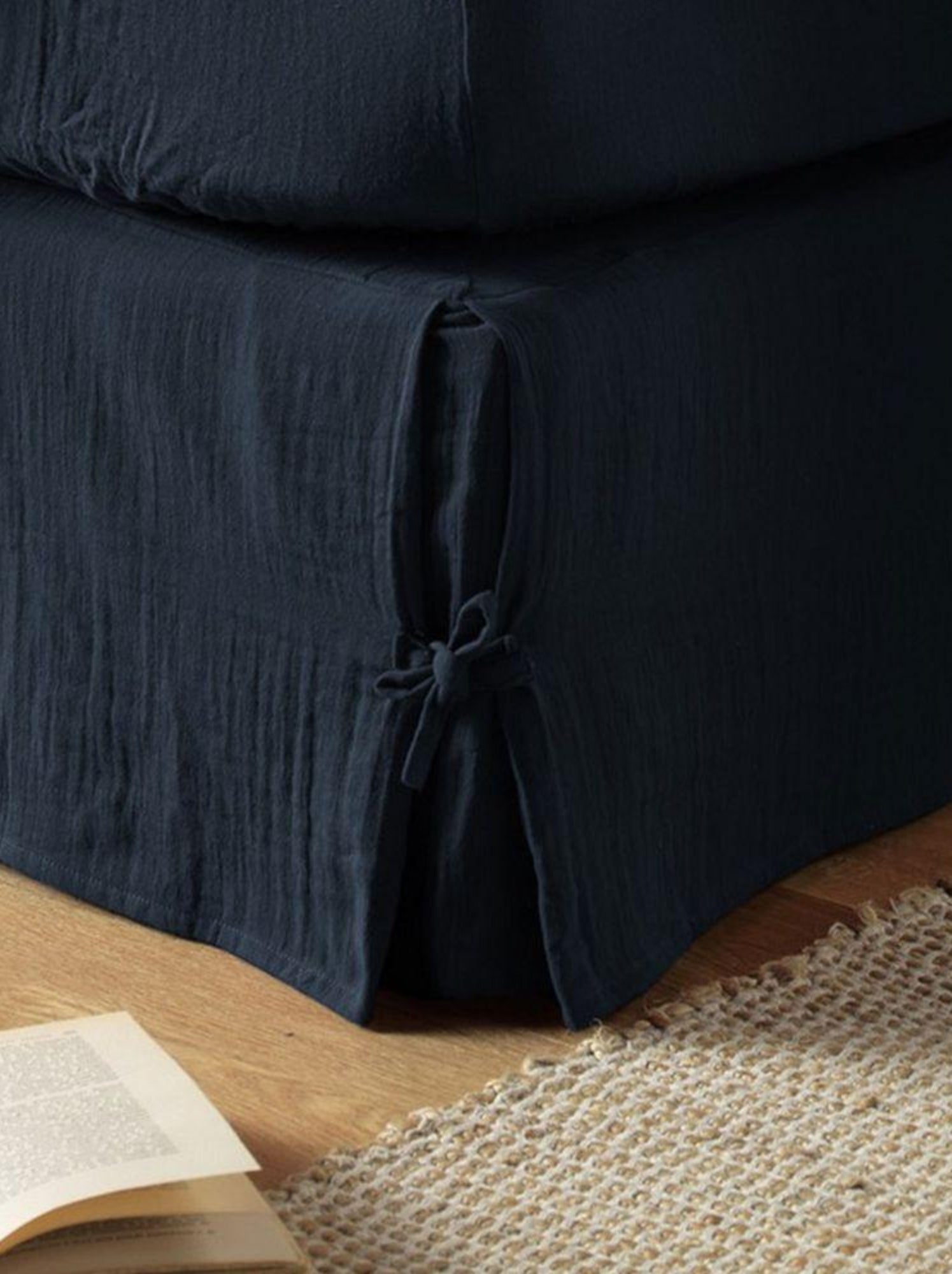 Cache sommier en double Gaze de coton - Bleu nuit