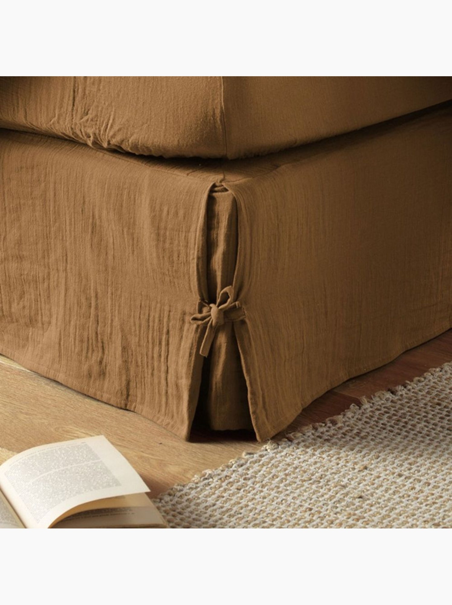Cache sommier en double Gaze de coton - Camel