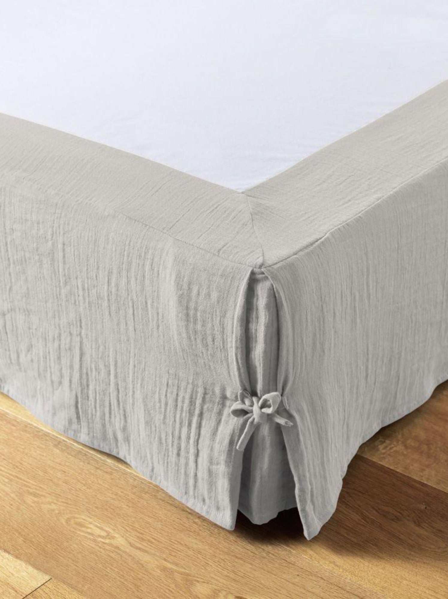 Cache sommier en double Gaze de coton - Gris clair