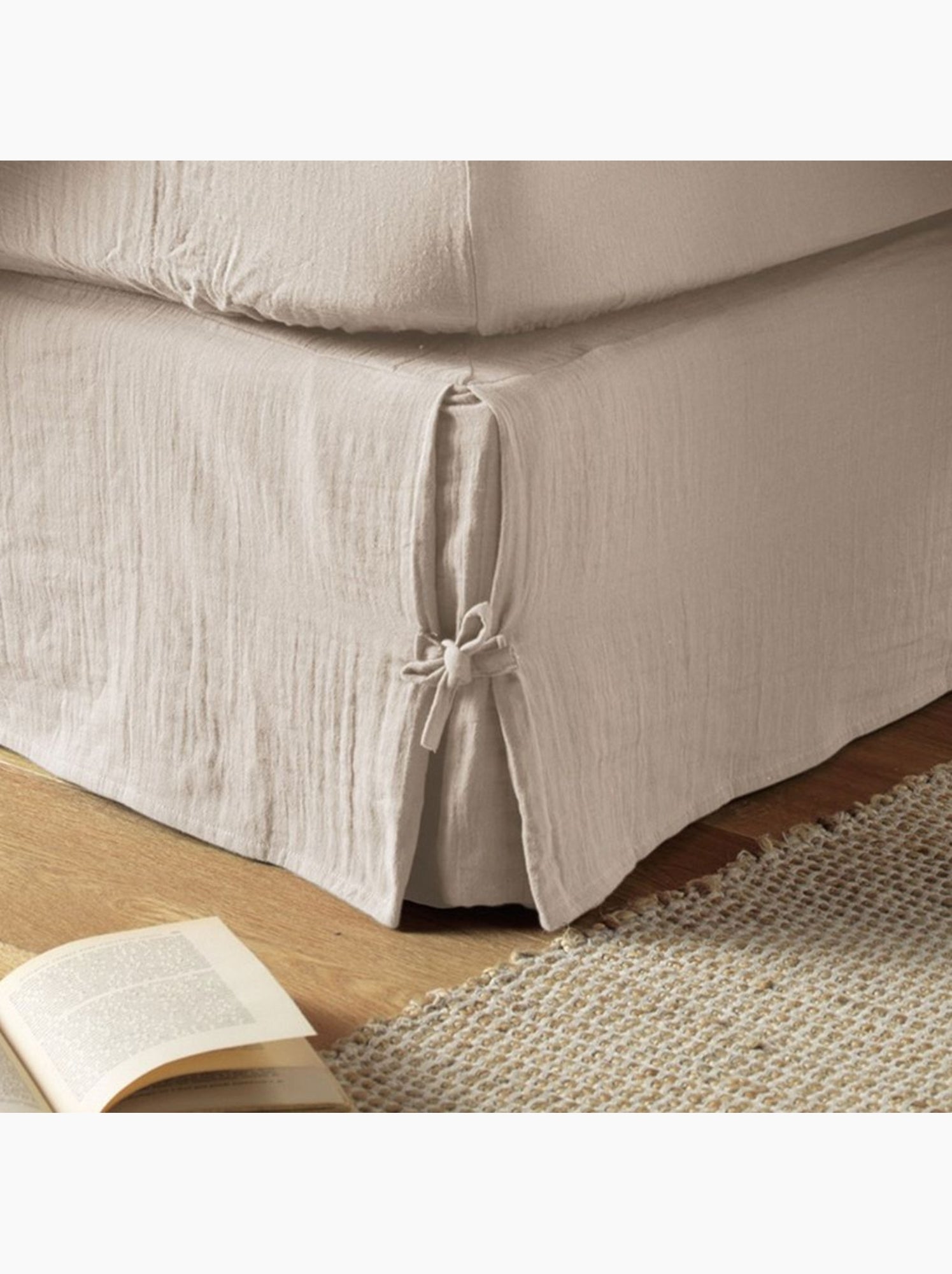 Cache sommier en double Gaze de coton - Marron clair