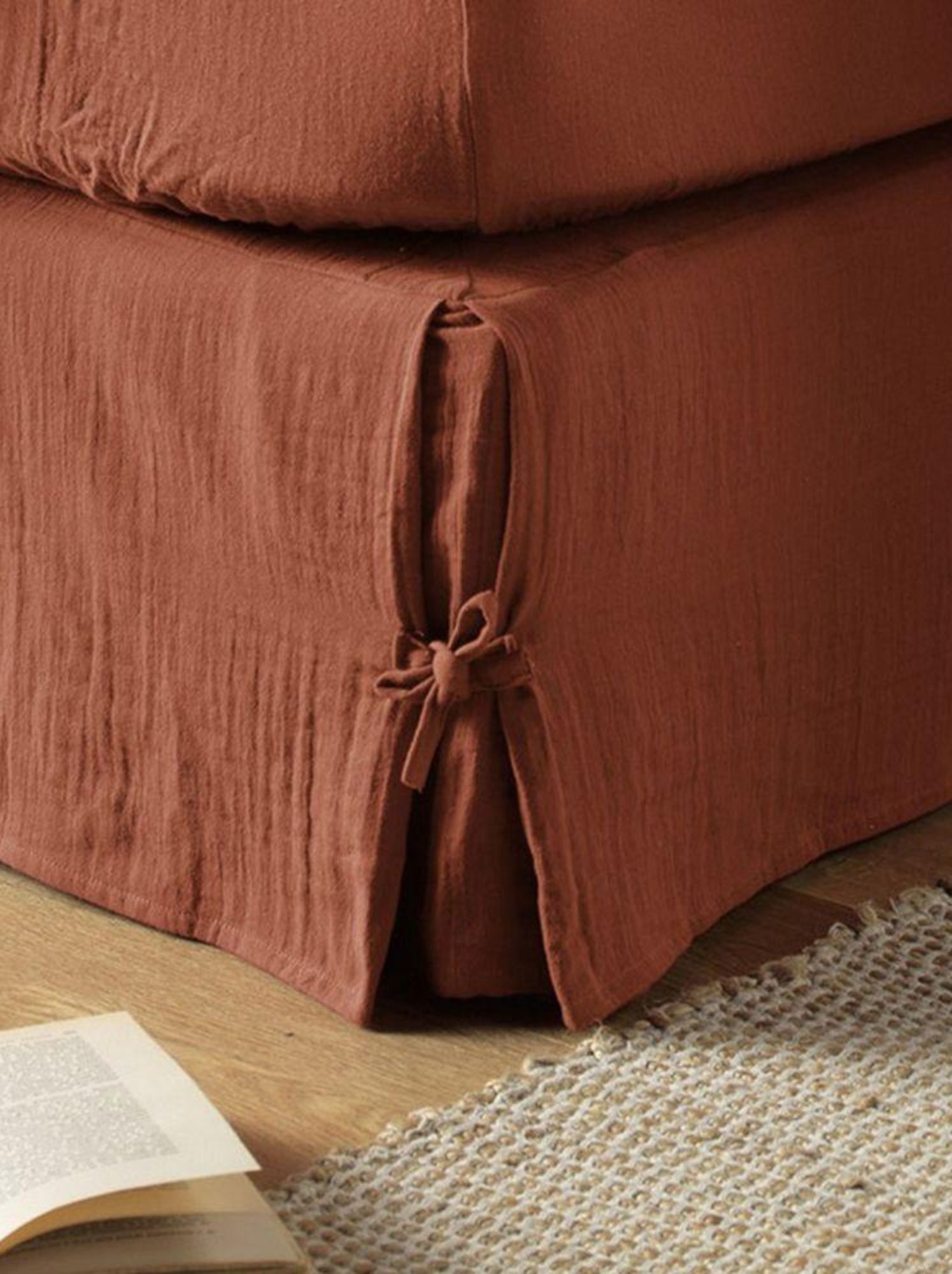 Cache sommier en double Gaze de coton - Orange