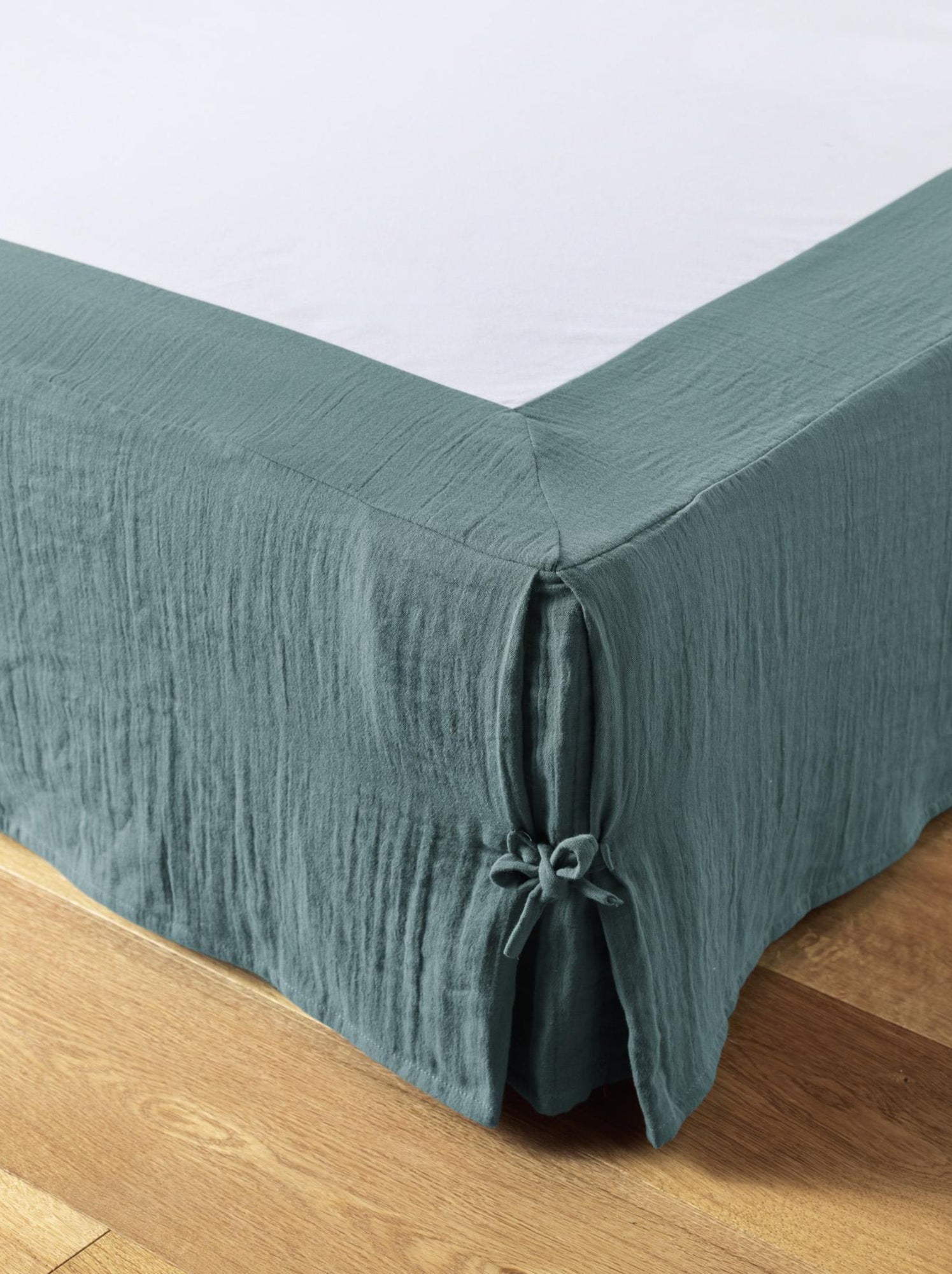 Cache sommier Gaze de coton gamme Gaia - Bleu canard