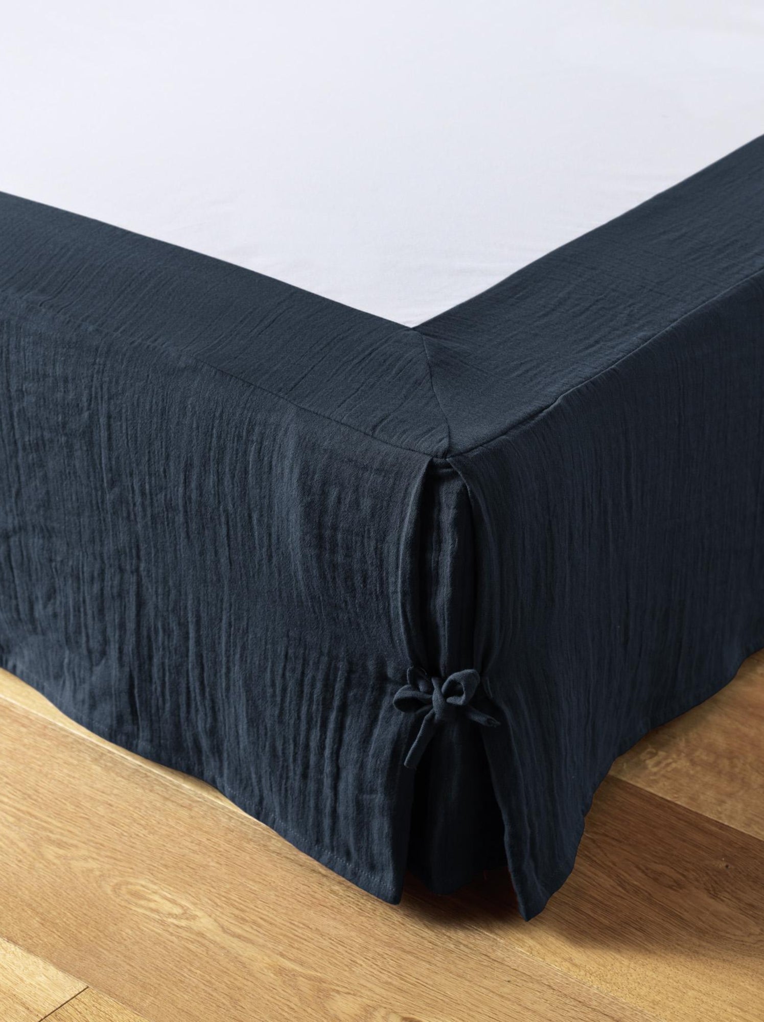 Cache sommier Gaze de coton gamme Gaia - Bleu nuit