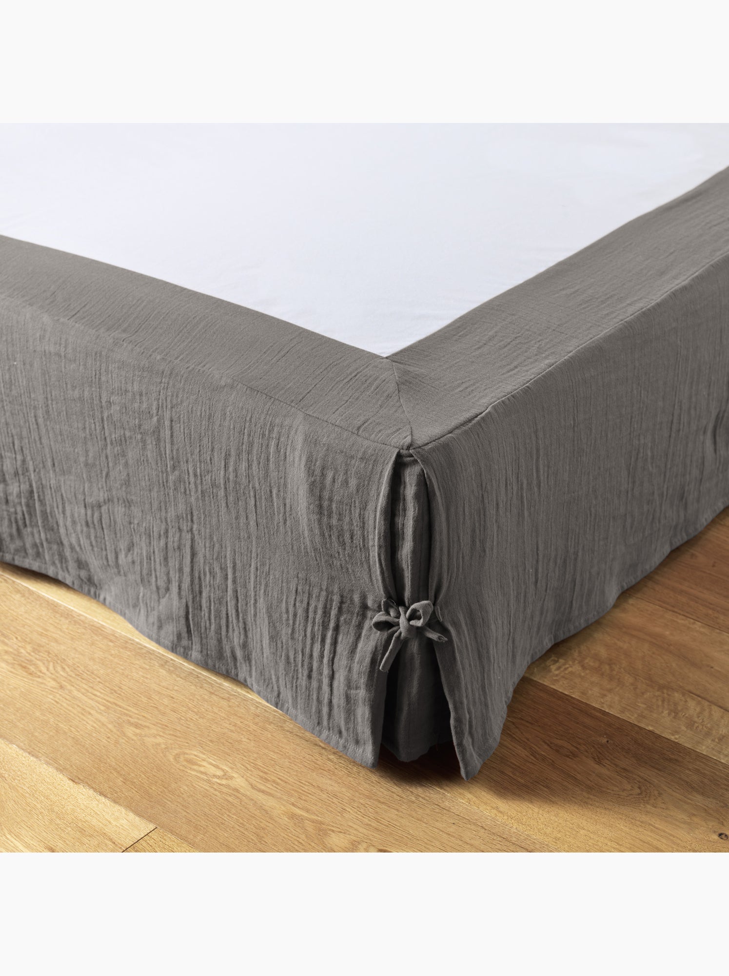Cache sommier Gaze de coton gamme Gaia - Gris foncé
