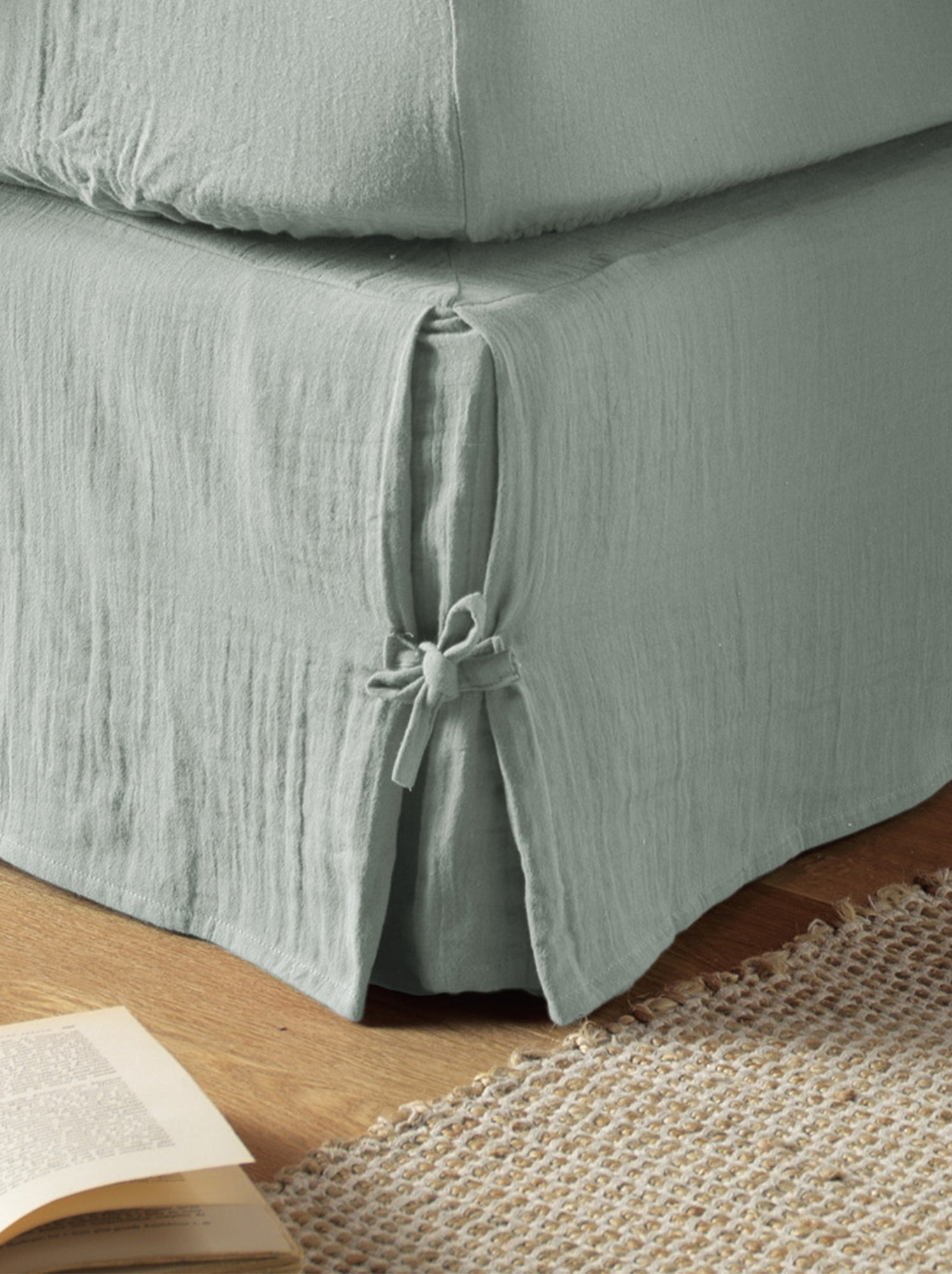Cache sommier en double Gaze de coton - Vert
