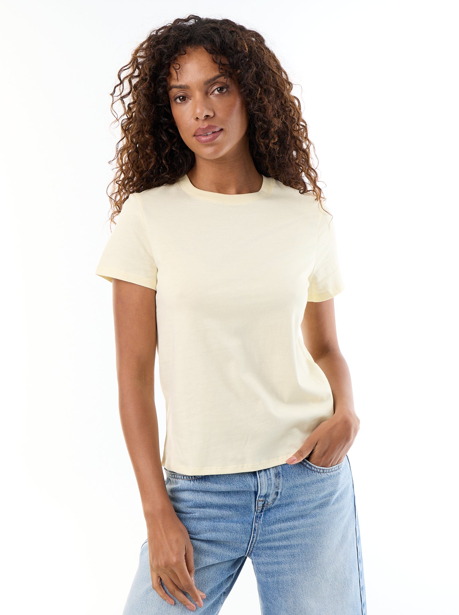 Tee-shirt en jersey manches courtes - Jaune