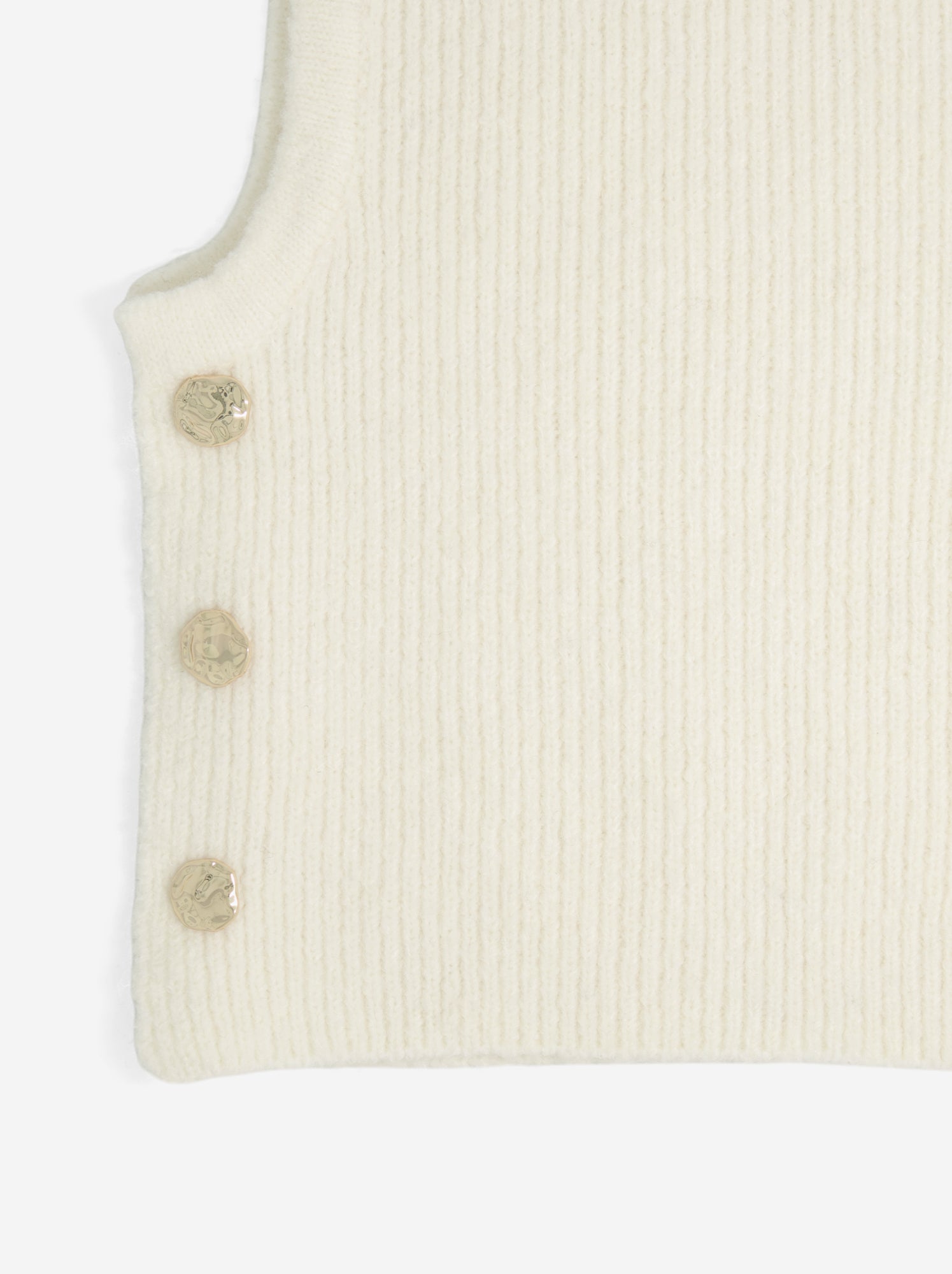 Cagoule en maille avec boutons dorés - Beige (GHN64_3)