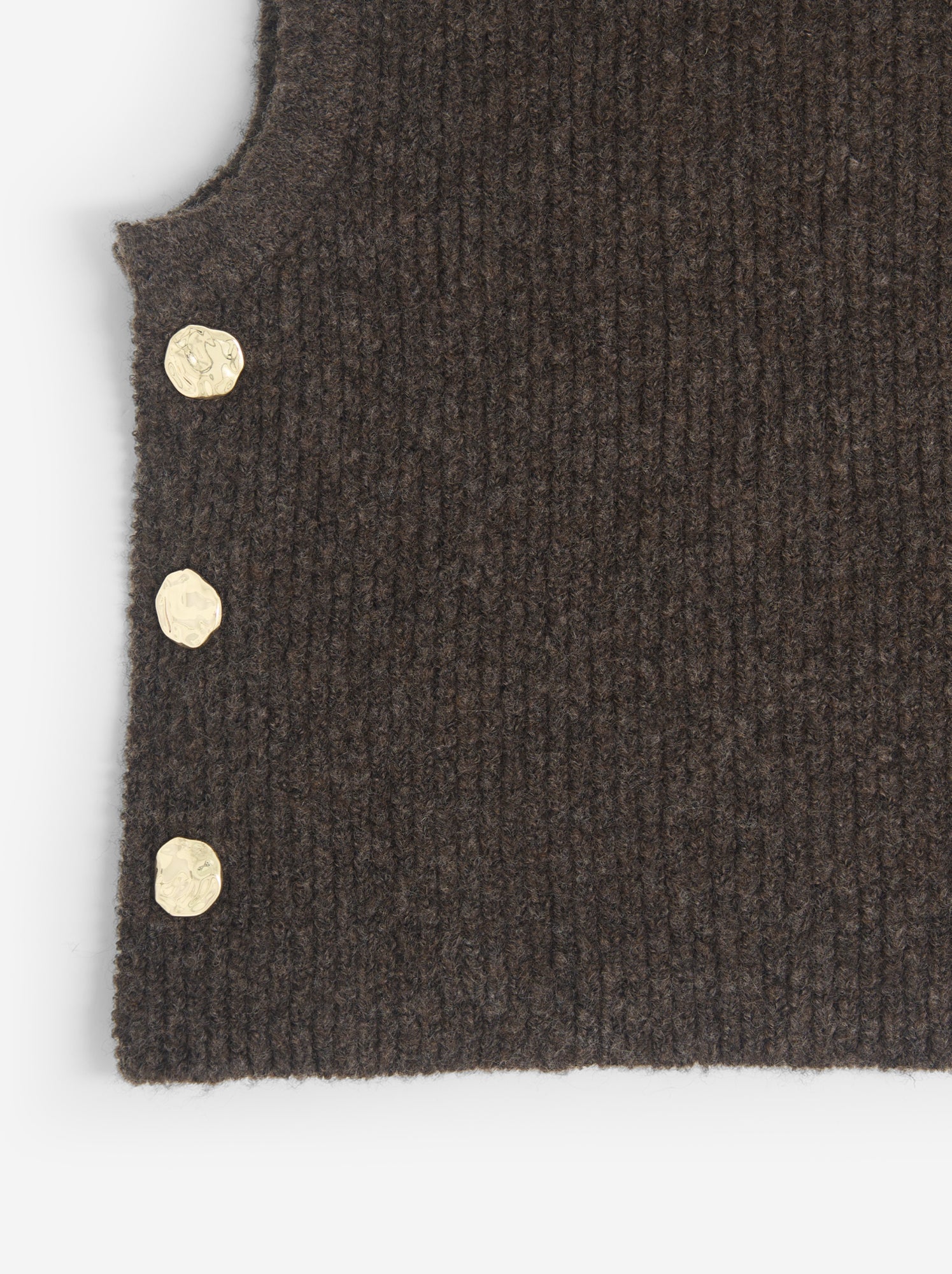 Cagoule en maille avec boutons dorés - Marron