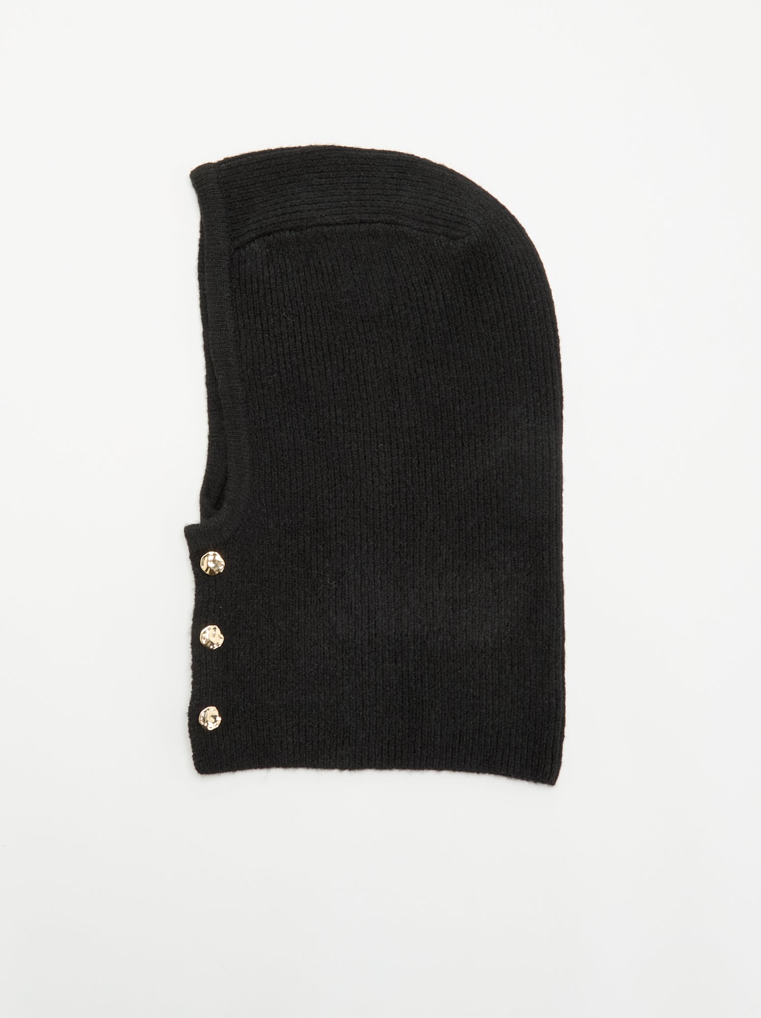 Cagoule en maille avec boutons dorés - Noir
