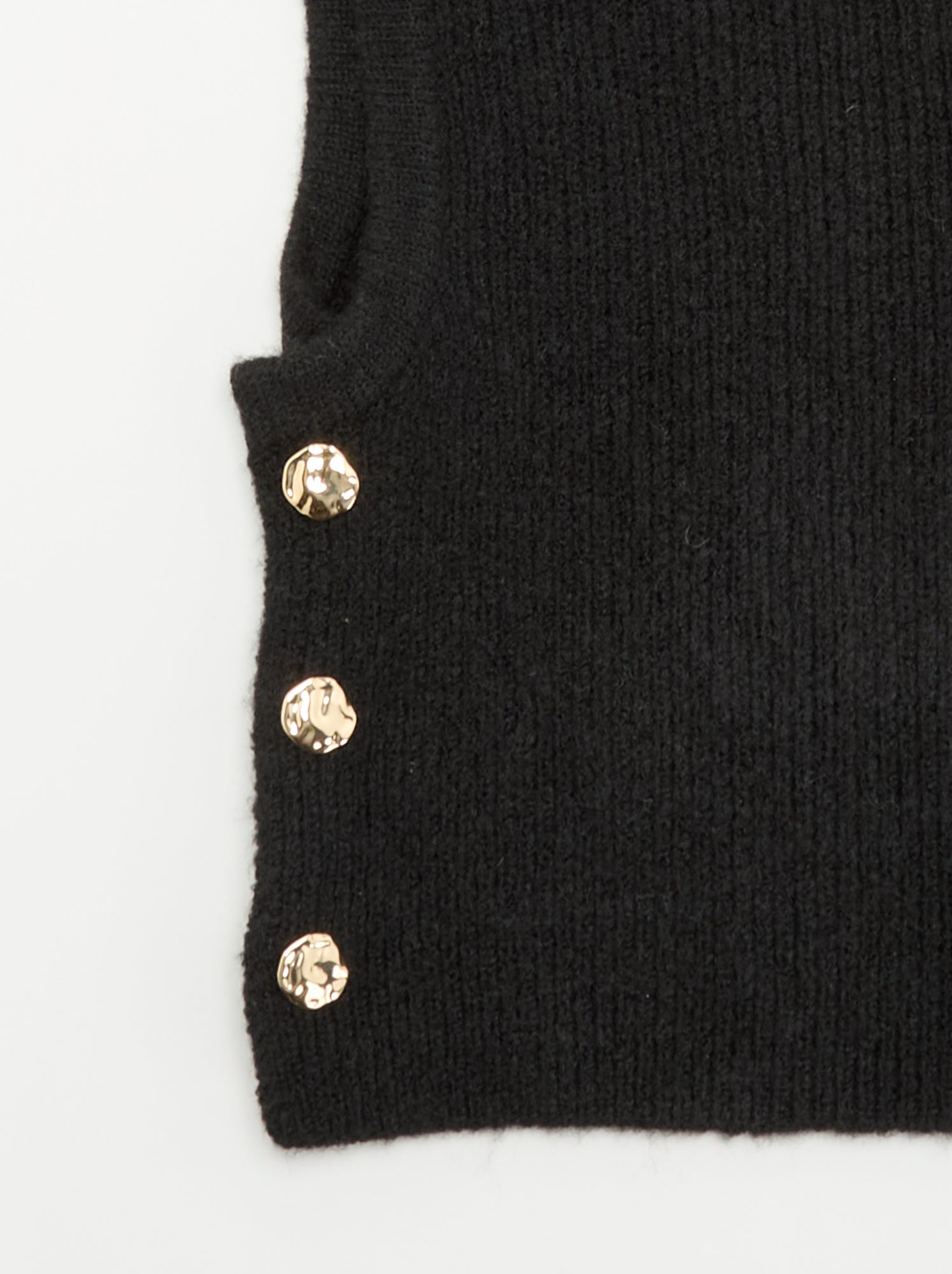 Cagoule en maille avec boutons dorés - Noir
