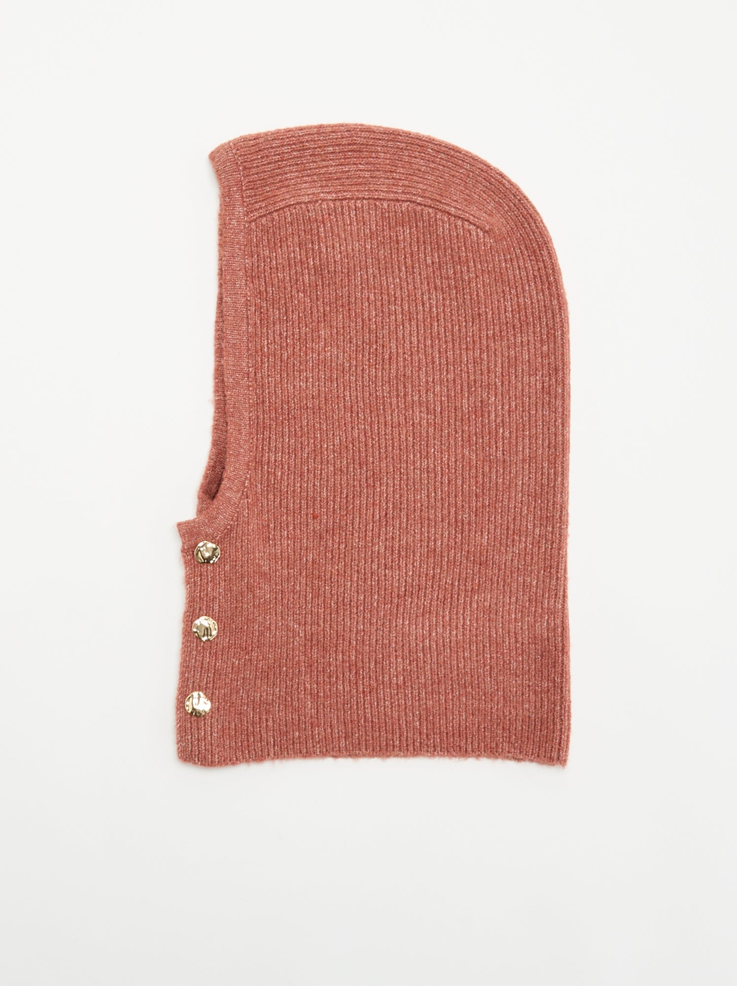 Cagoule en maille avec boutons dorés - Rouge
