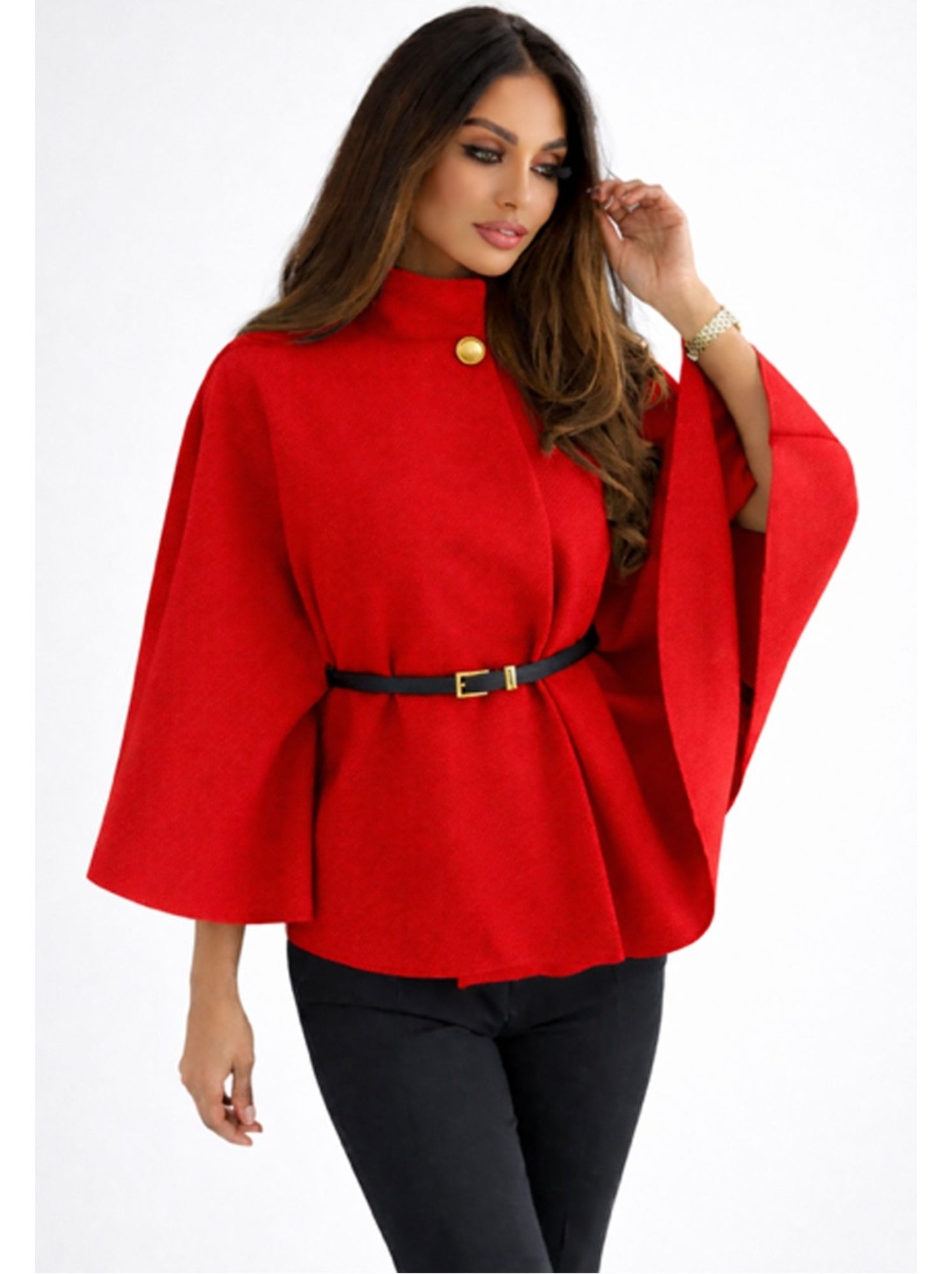 Cape poncho kebello - Rouge