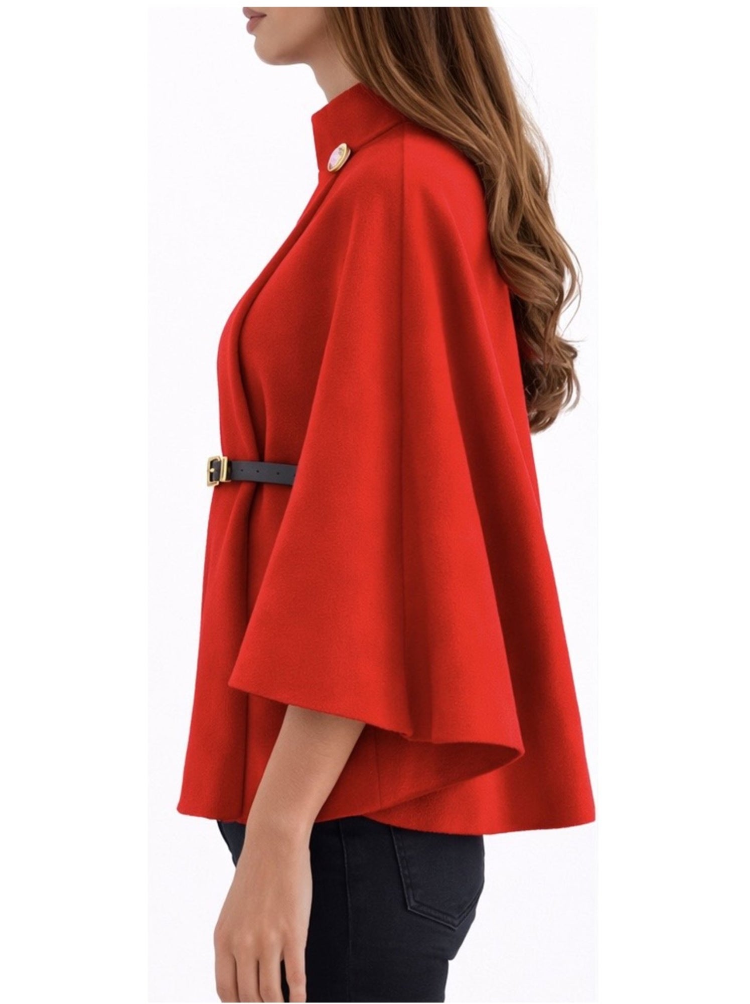 Cape poncho kebello - Rouge