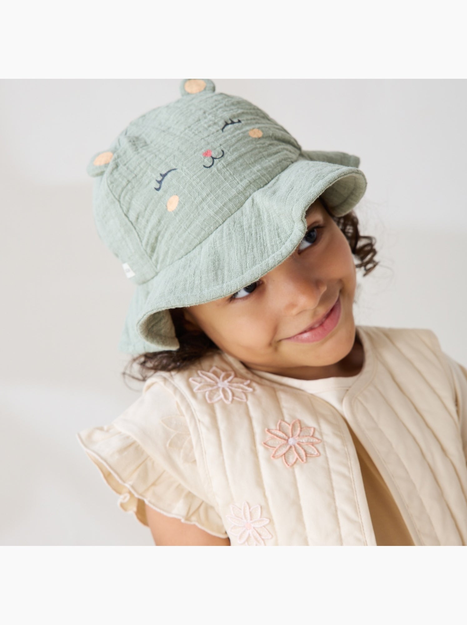 Capeline bébé en gaze de coton anaelle - Kaki