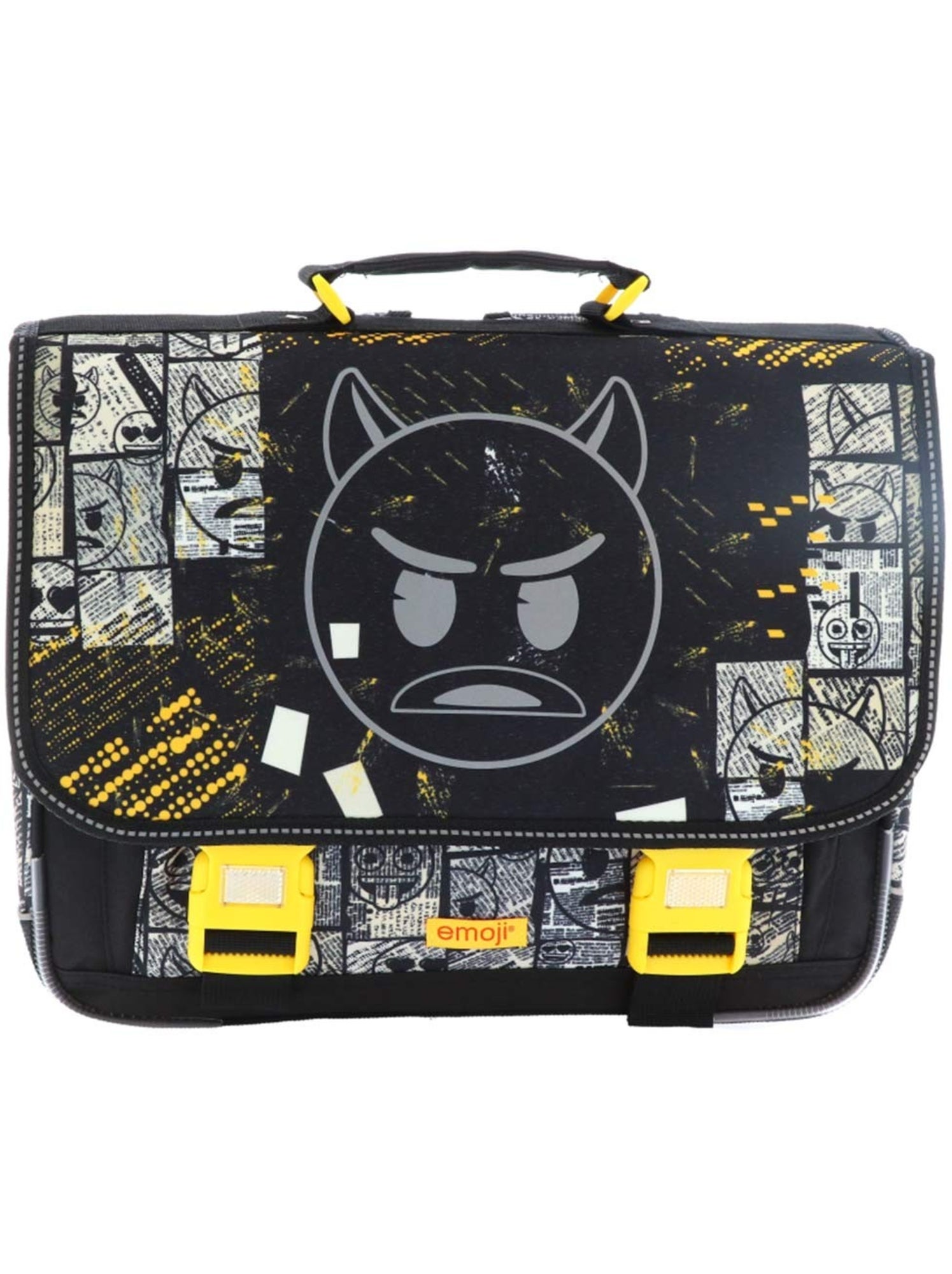Cartable scolaire emoji devil idéal école primaire 41 cm - Noir Jaune