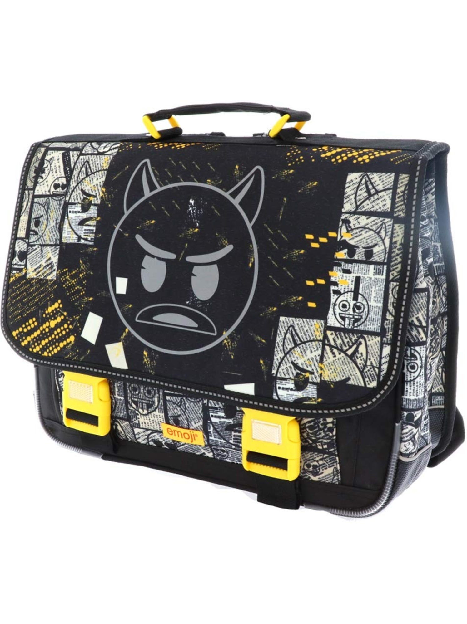 Cartable scolaire emoji devil idéal école primaire 41 cm - Noir Jaune