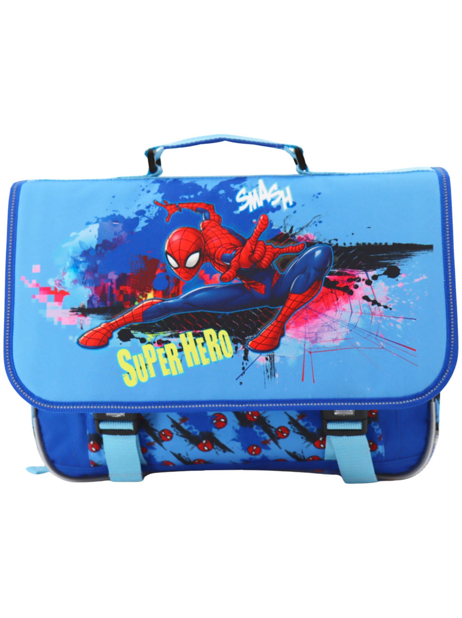 Cartable scolaire spiderman polyester imprimé action - Bleu Bleu ciel Blanc