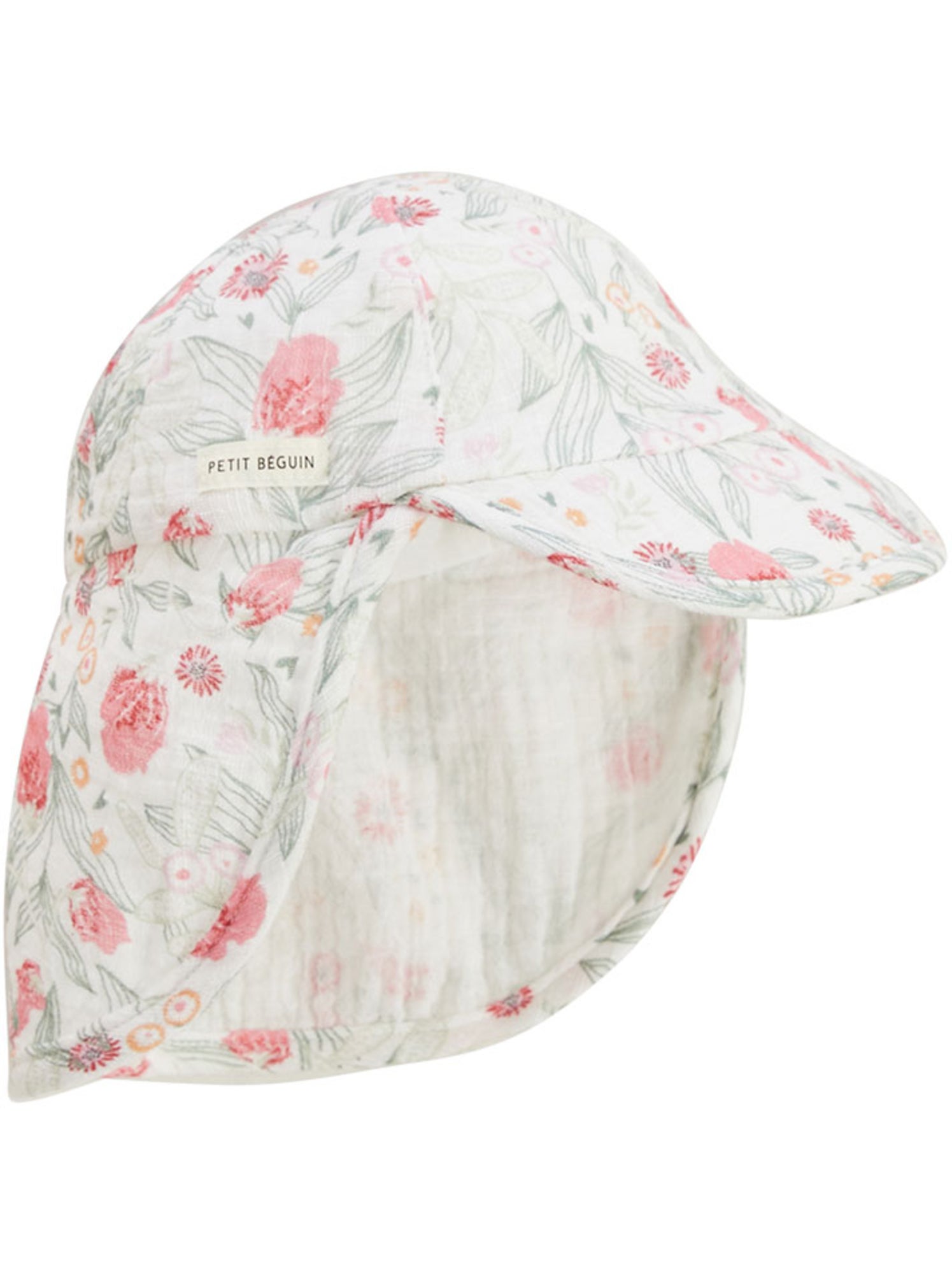 Casquette cache-cou bébé en gaze de coton anaelle - Ecru
